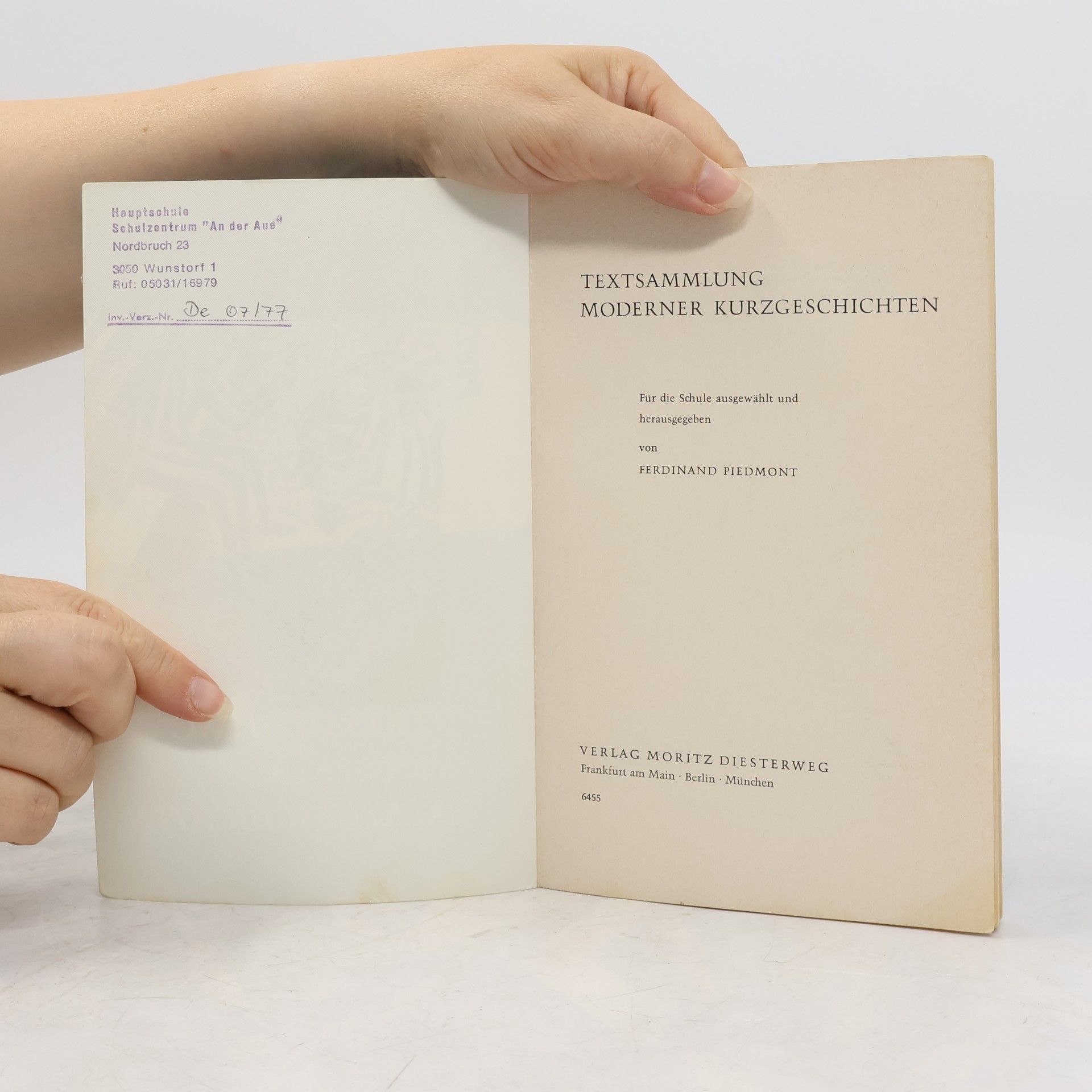 Ferdinand Piedmont Textsammlung moderner Kurzgeschichten