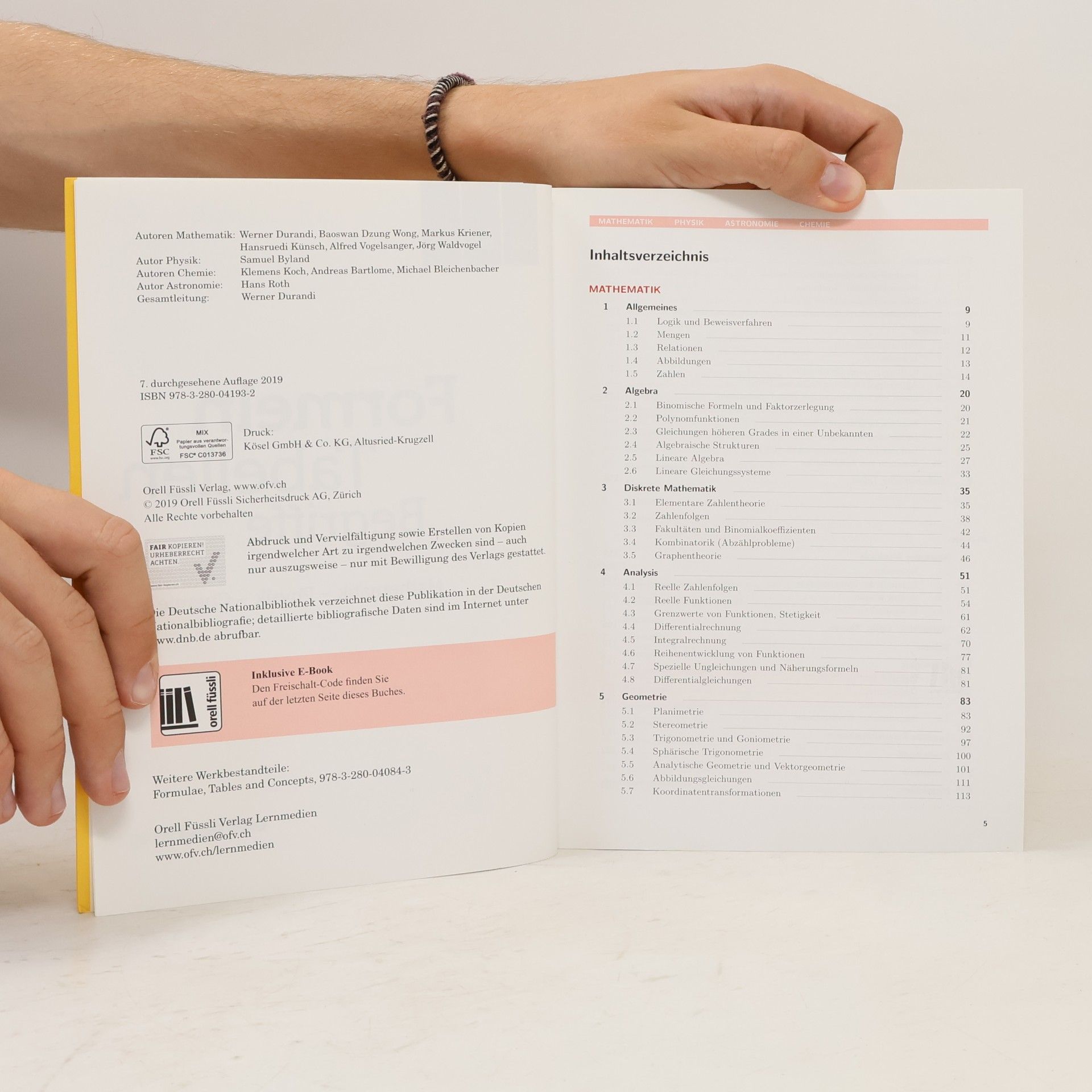 Formeln, Tabellen, Begriffe – inkl. E-Book: Mathematik – Physik – Chemie - 7. Auflage