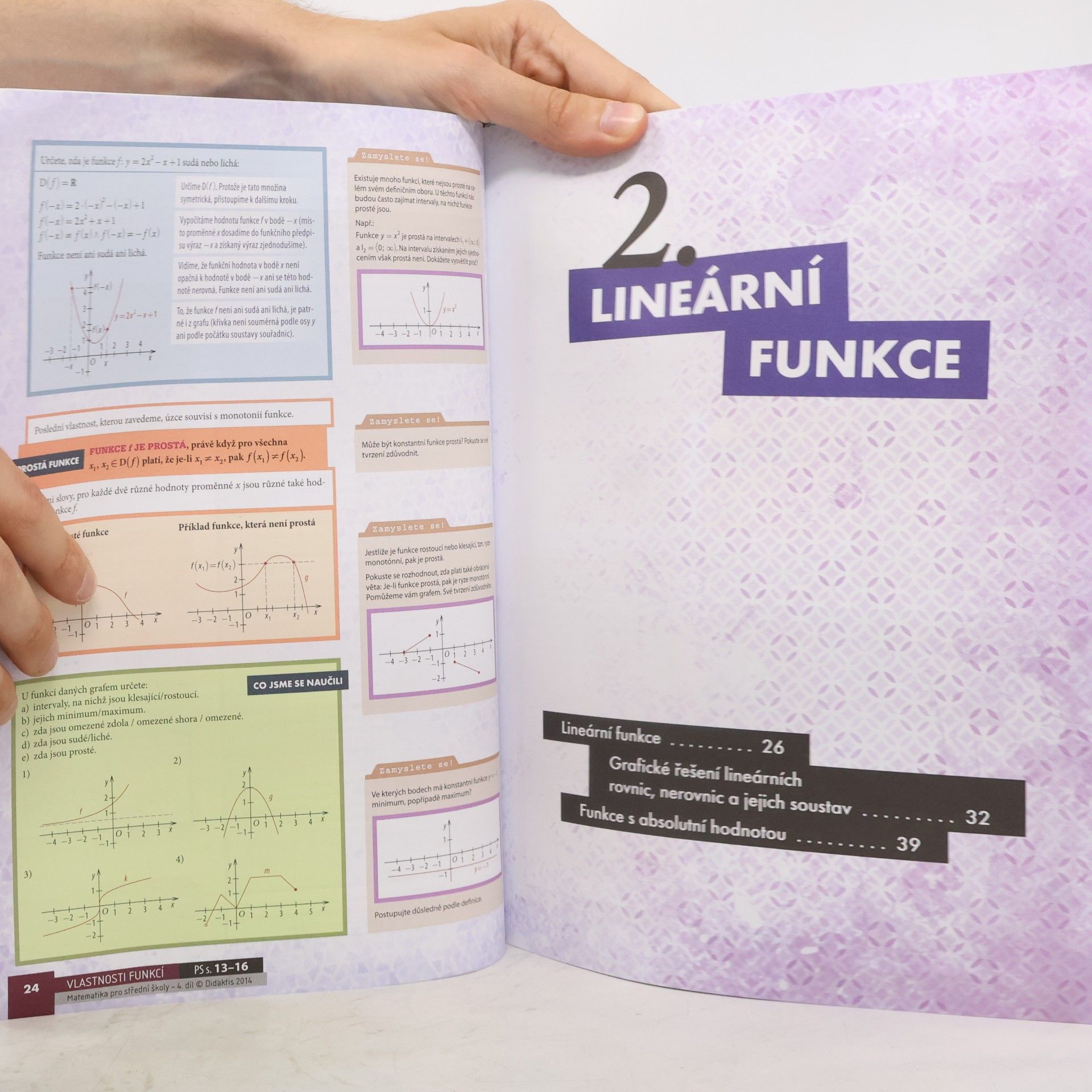 Rita Vémolová Matematika pro střední školy. 4. díl, Funkce I