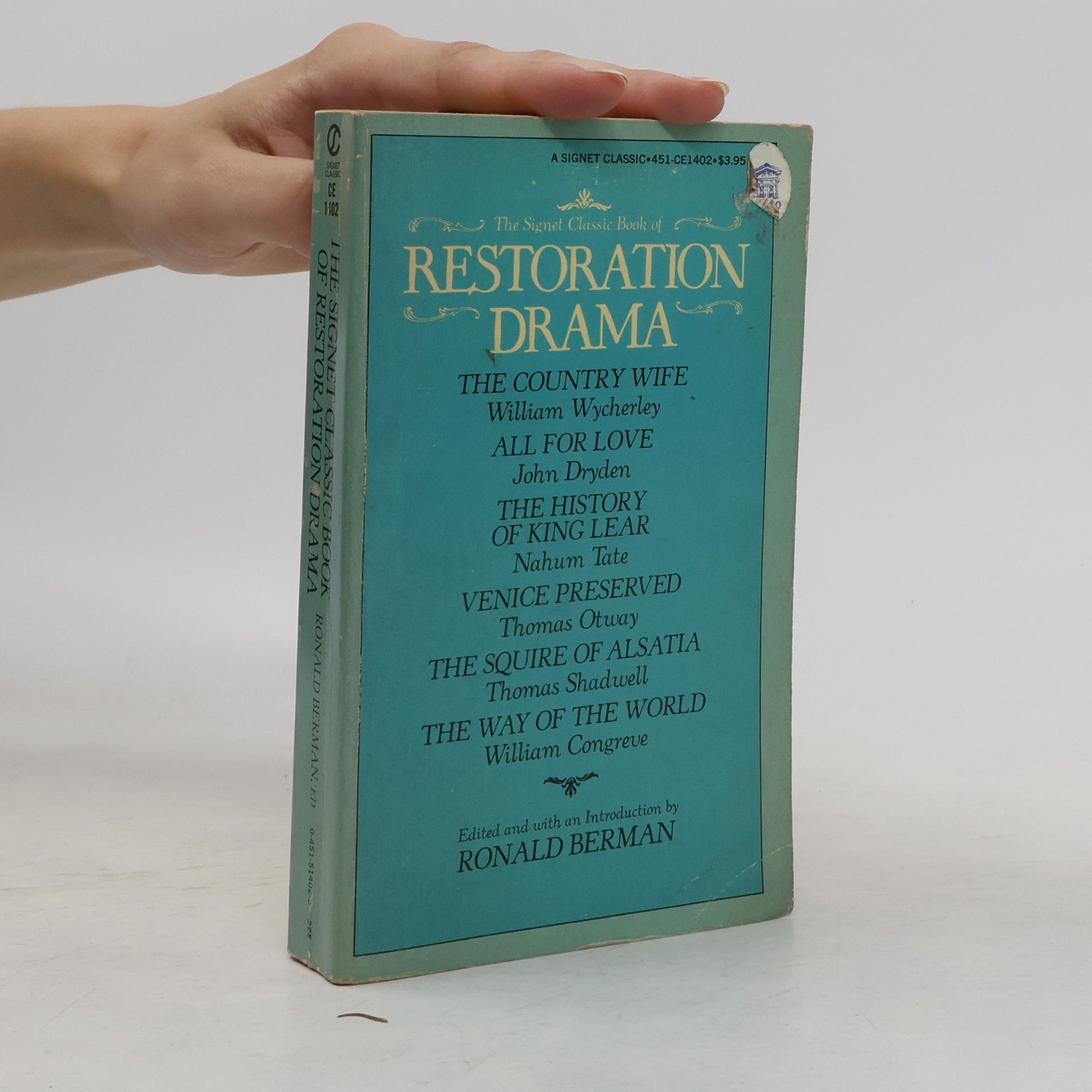 Ronald Berman The Signet Classic Book of Restoration Drama