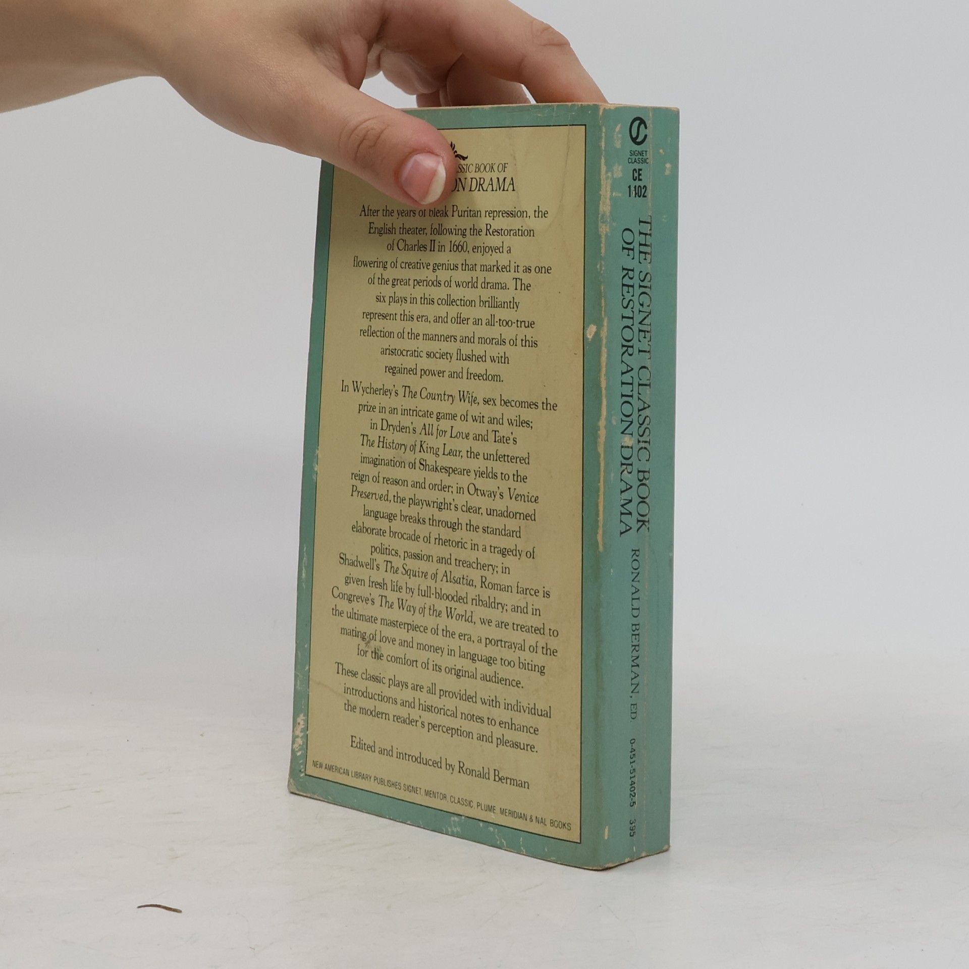 Ronald Berman The Signet Classic Book of Restoration Drama