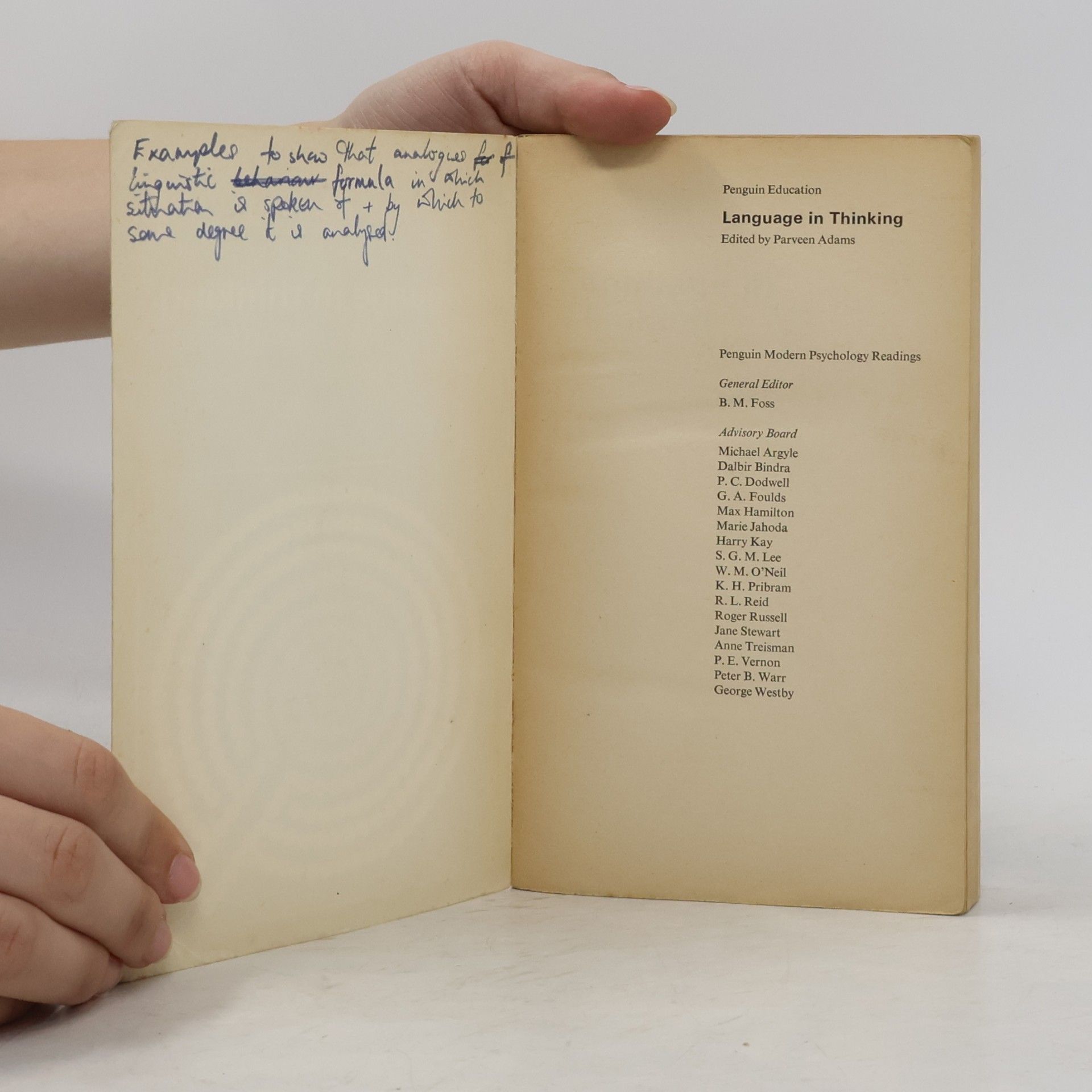 Parveen Adams Penguin Modern Psychology Readings: Language In Thinking