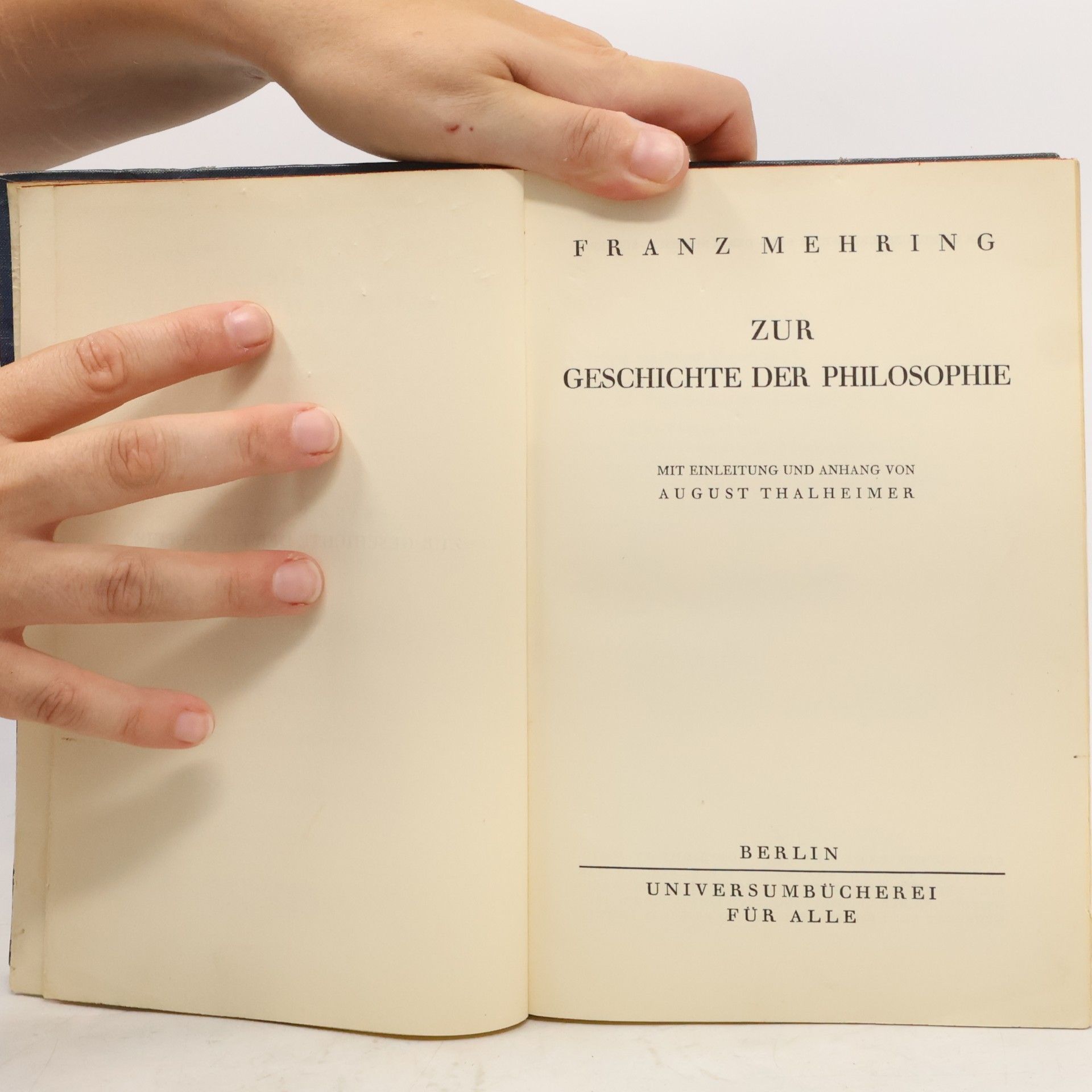 Franz Mehring Zur Geschichte der Philosophie