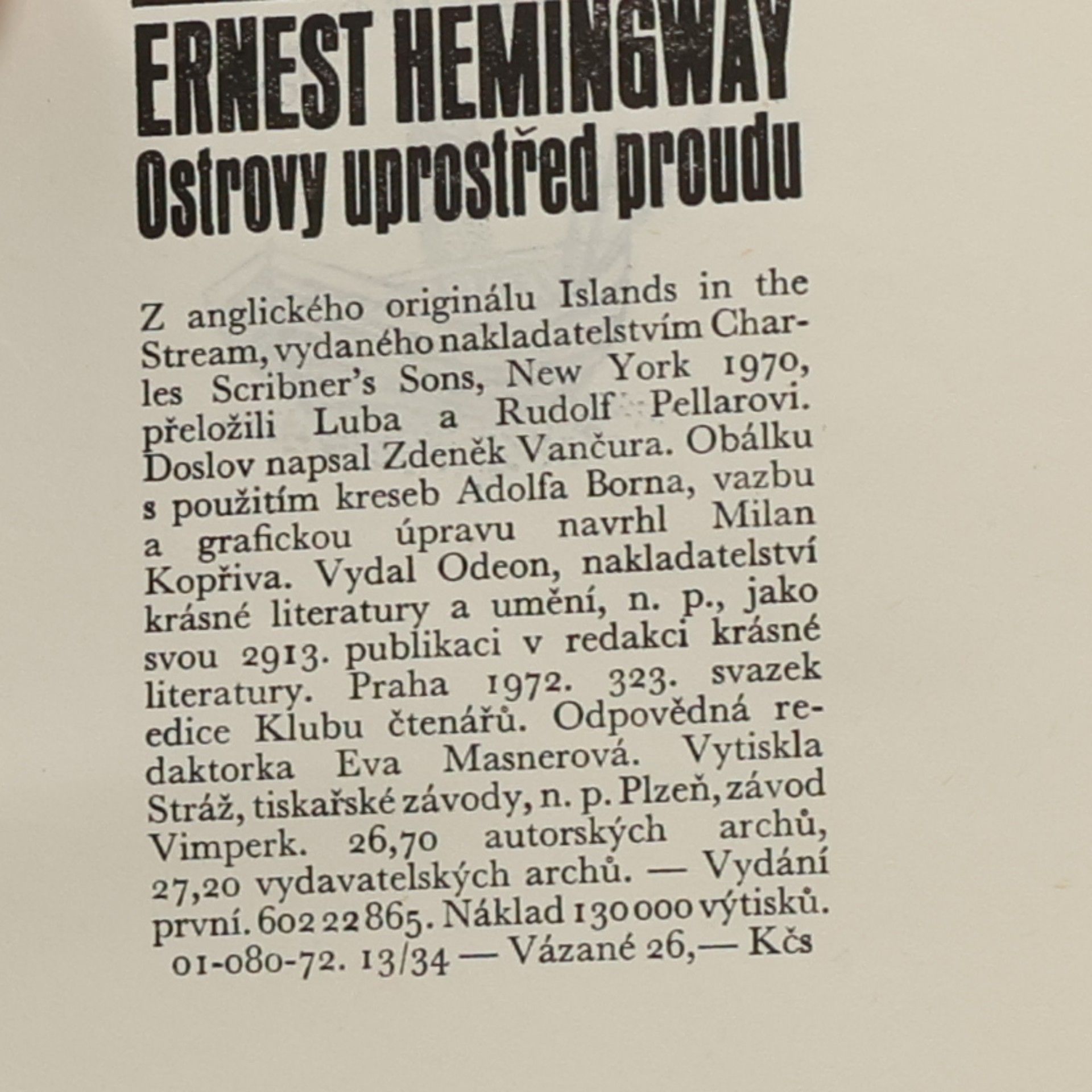Ernest Hemingway Ostrovy uprostřed proudu