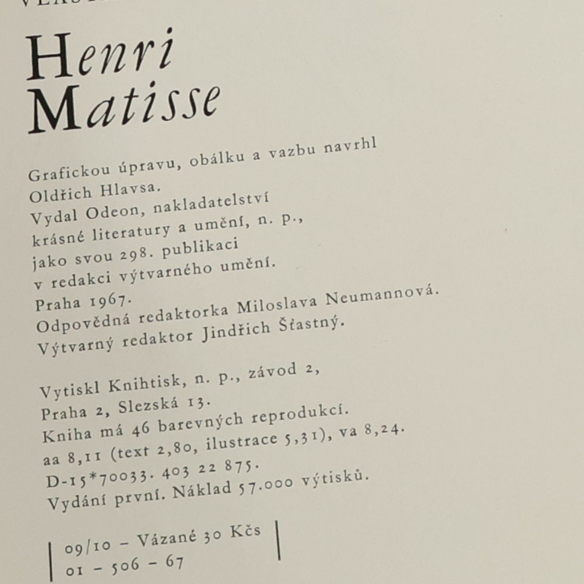 Vlastimil Fiala Henri Matisse