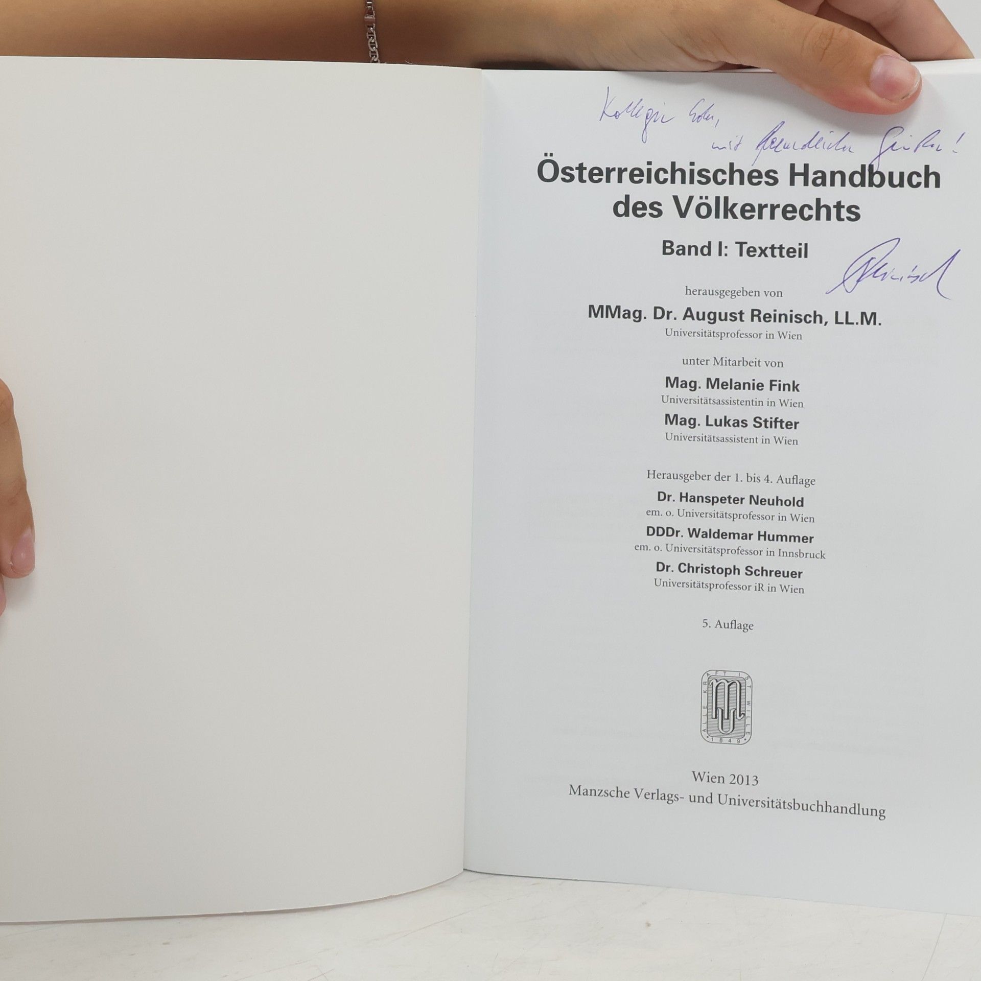 August Reinisch Österreichisches Handbuch des Völkerrechts I.
