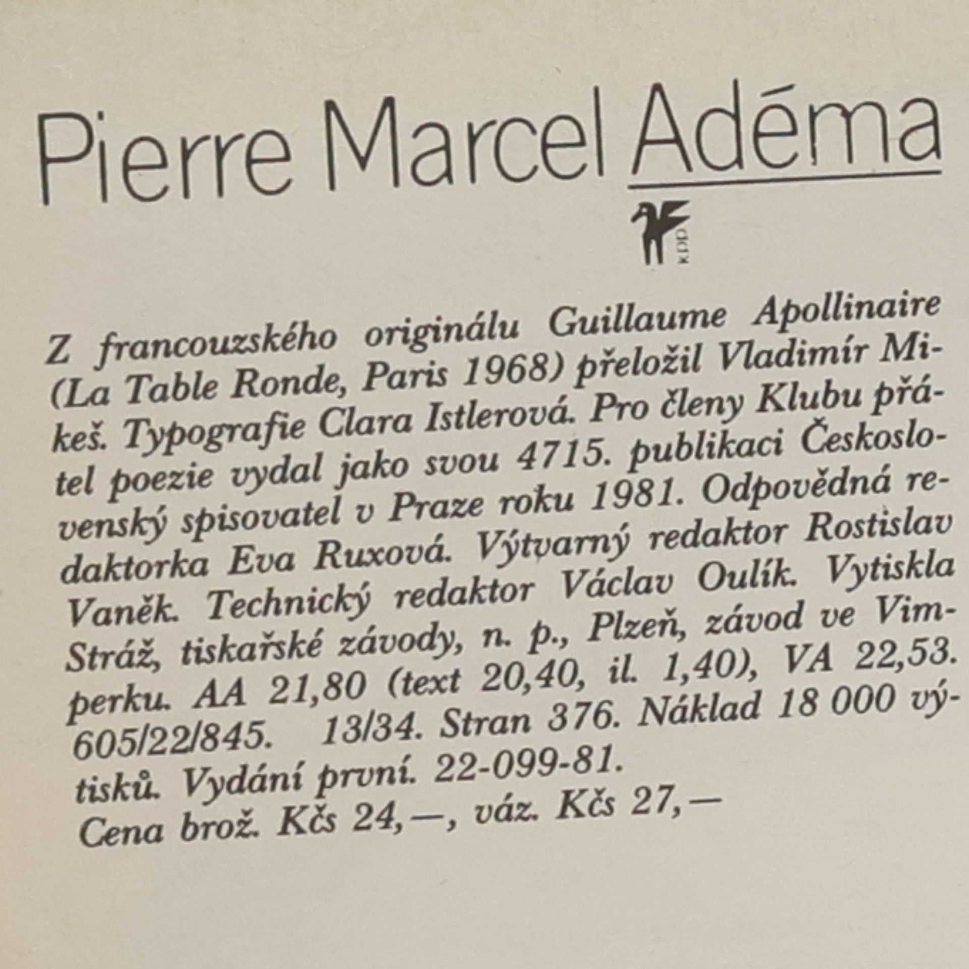 Pierre Marcel Adéma Guillaume Apollinaire