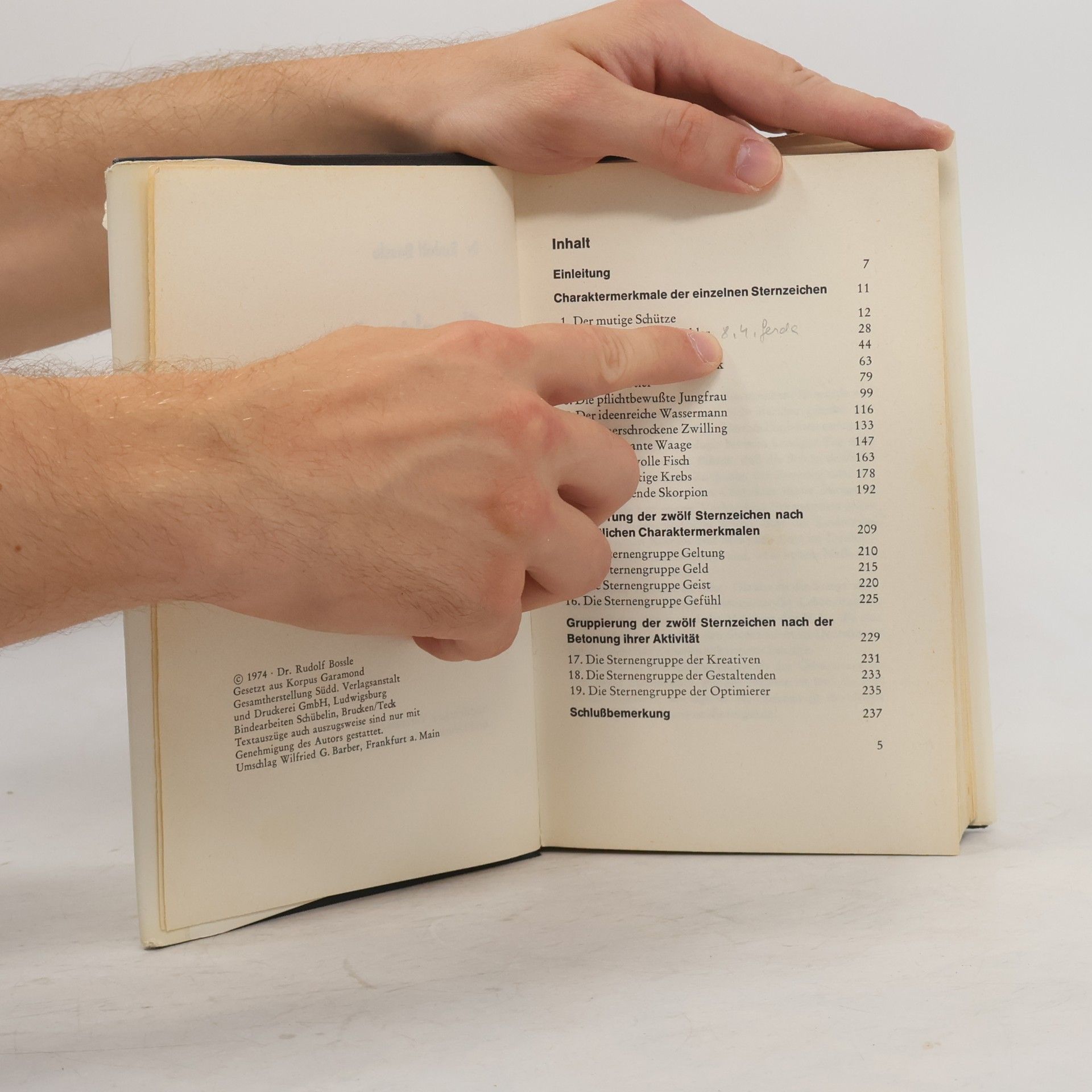 Rudolf Bossle Charakterzüge der 12 Sternzeichen