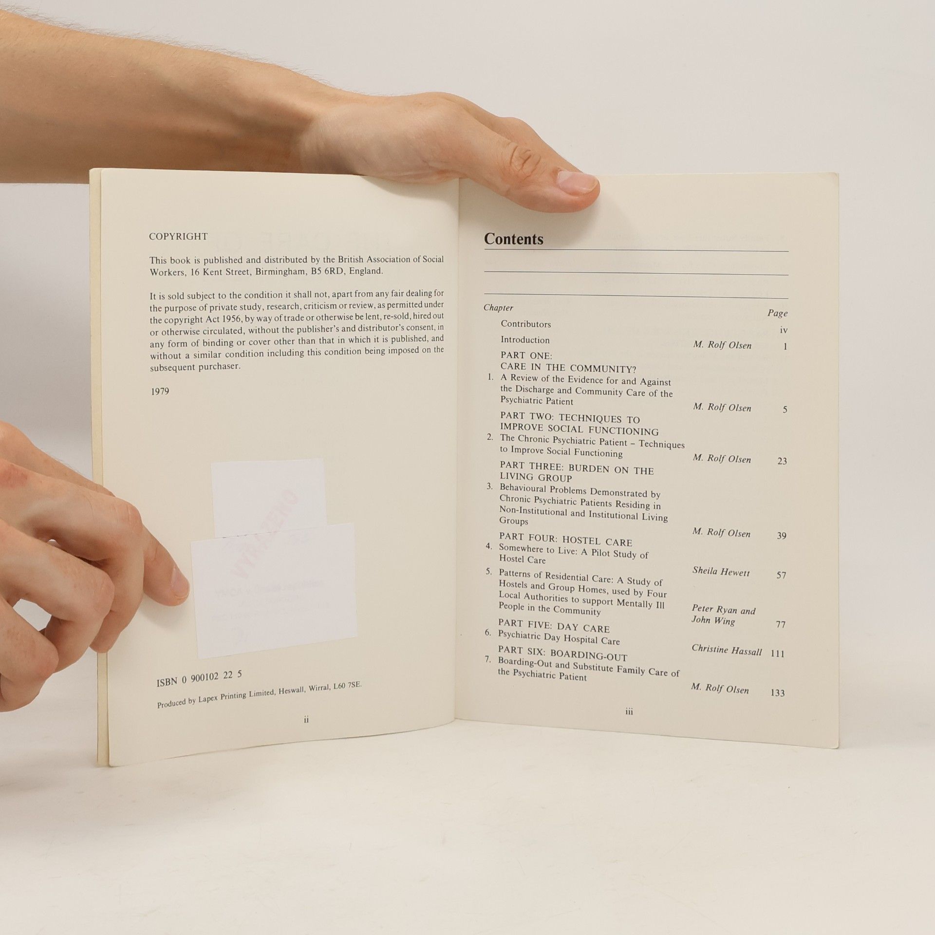 M. Rolf Olsen The Care of the Mentally Disordered