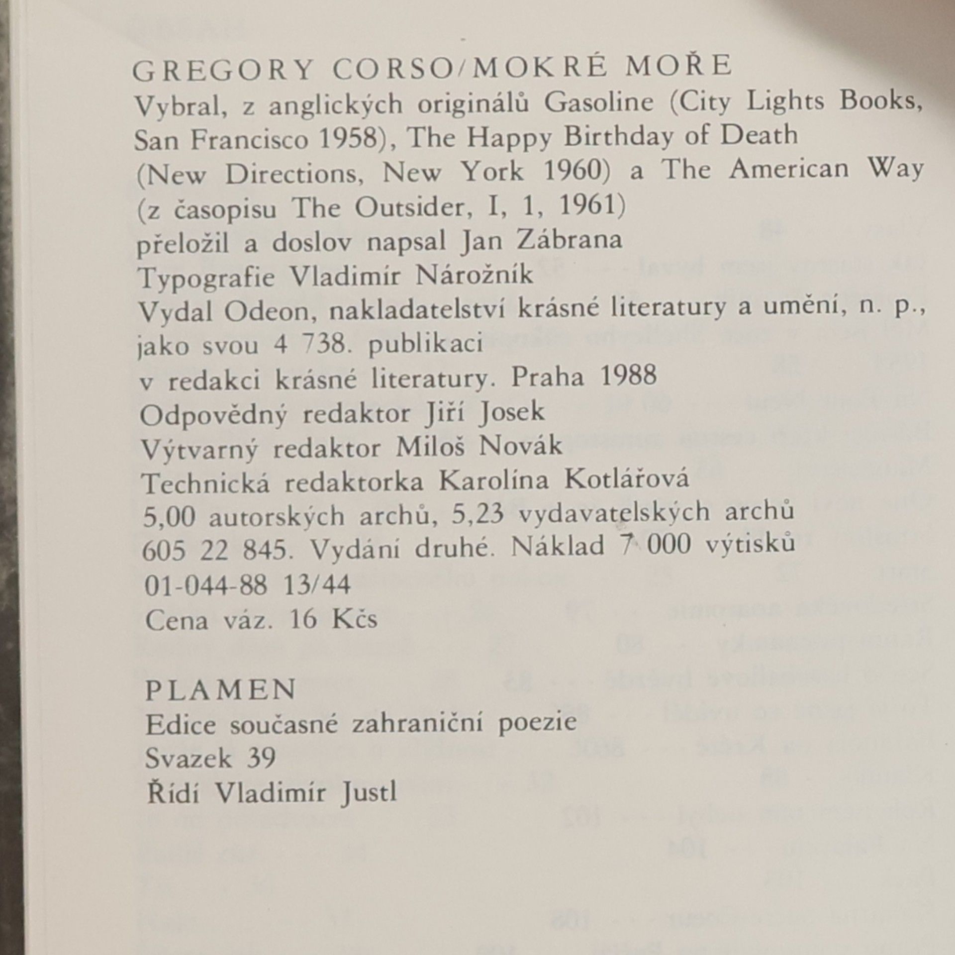 Gregory Corso Mokré moře
