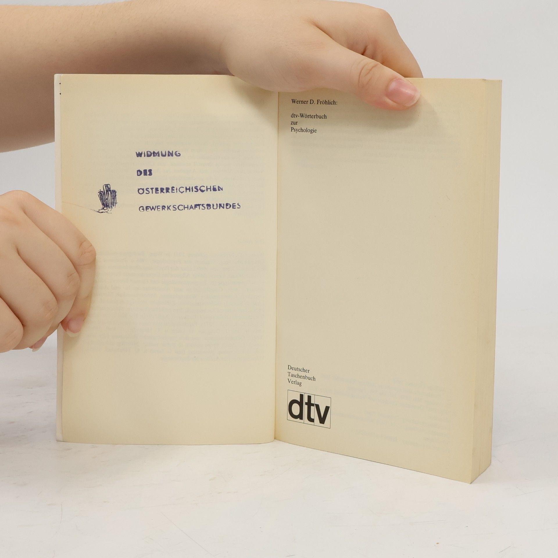 Werner D. Fröhlich dtv-Wörterbuch zur Psychologie