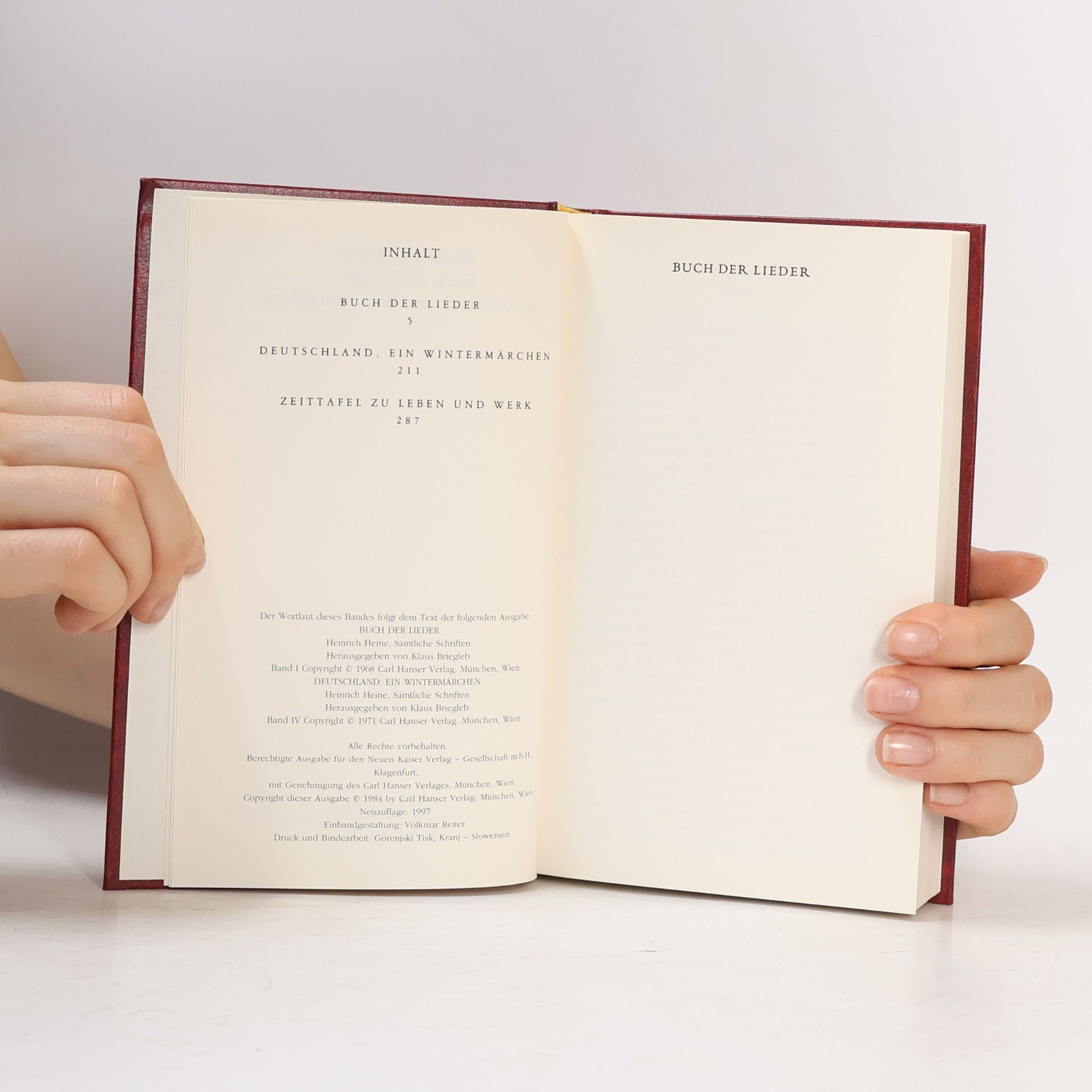 Heinrich Heine Buch der Lieder. Deutschland, ein Wintermärchen