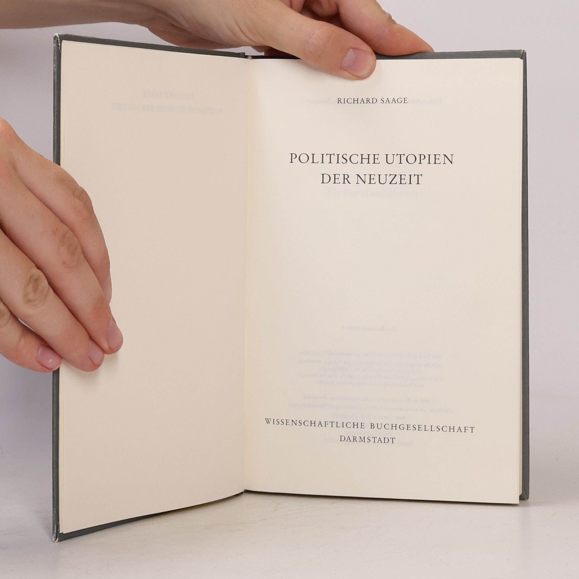 Richard Saage Politische Utopien der Neuzeit