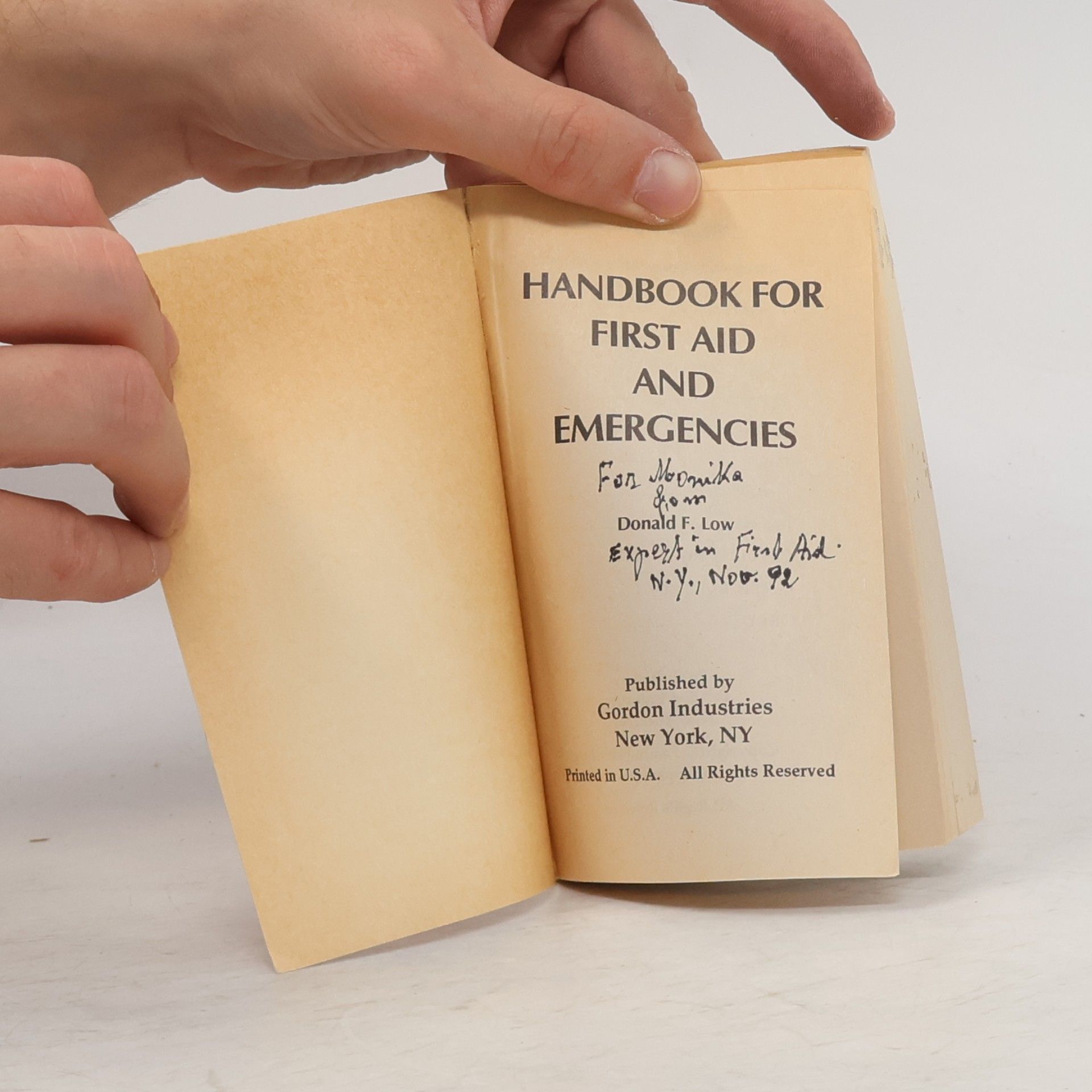 Donald F. Low Handbook for First Aid and Family Emergencies