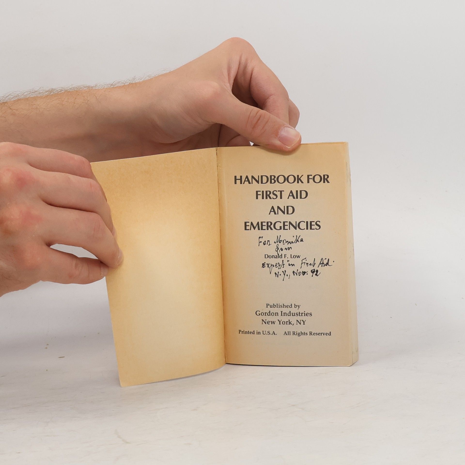 Donald F. Low Handbook for First Aid and Family Emergencies