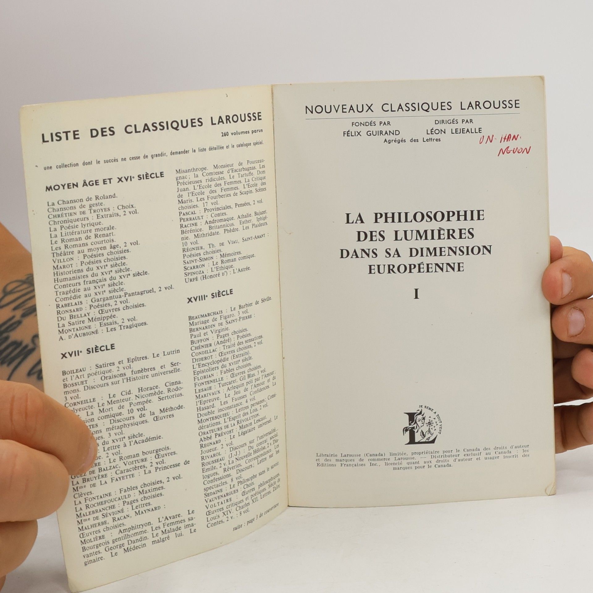 Alfred Biedermann La Philosophie des Lumières dans sa Dimension Européenne I