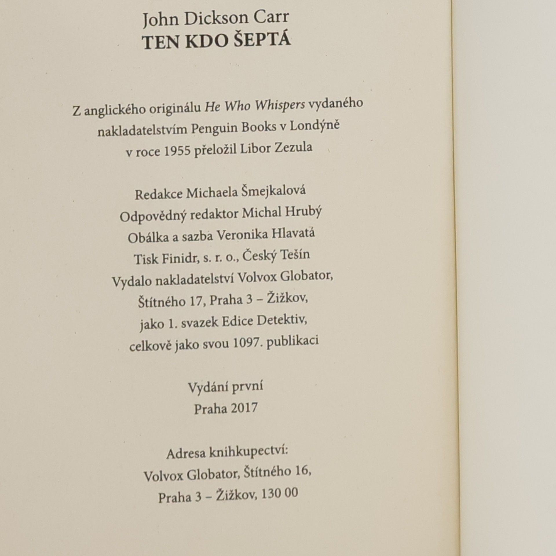 John Dickson Carr Ten, kdo šeptá