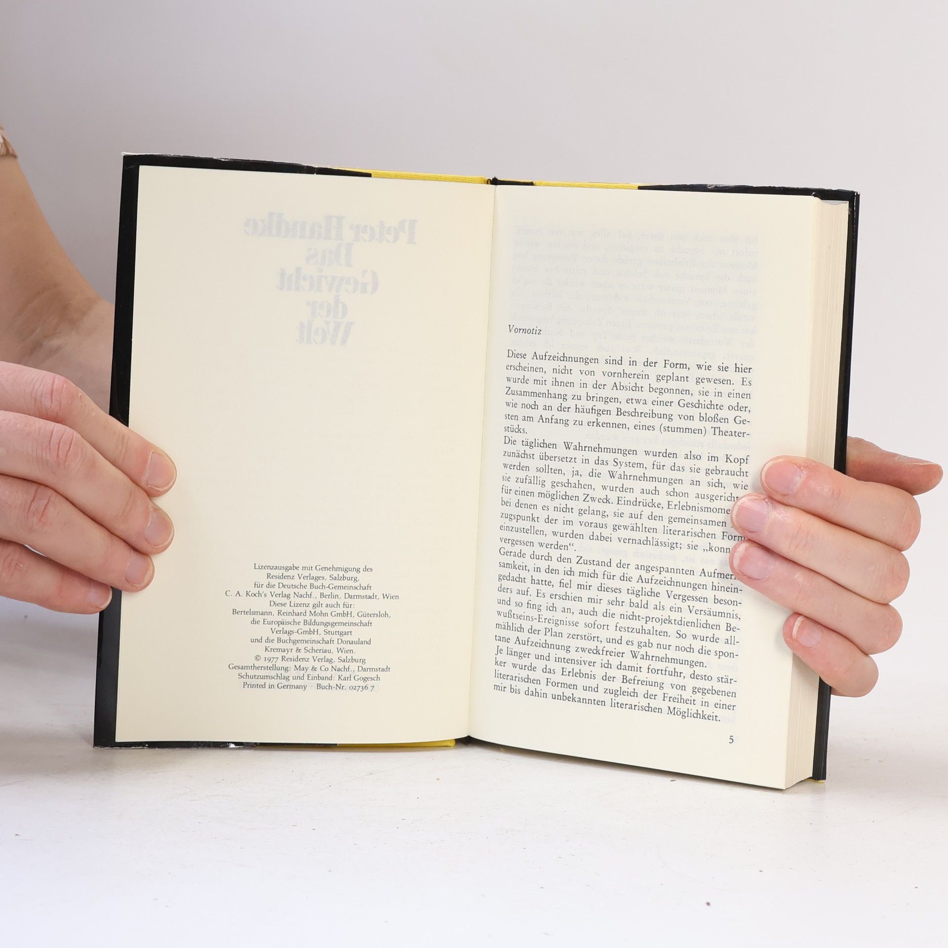 Peter Handke Das Gewicht der Welt