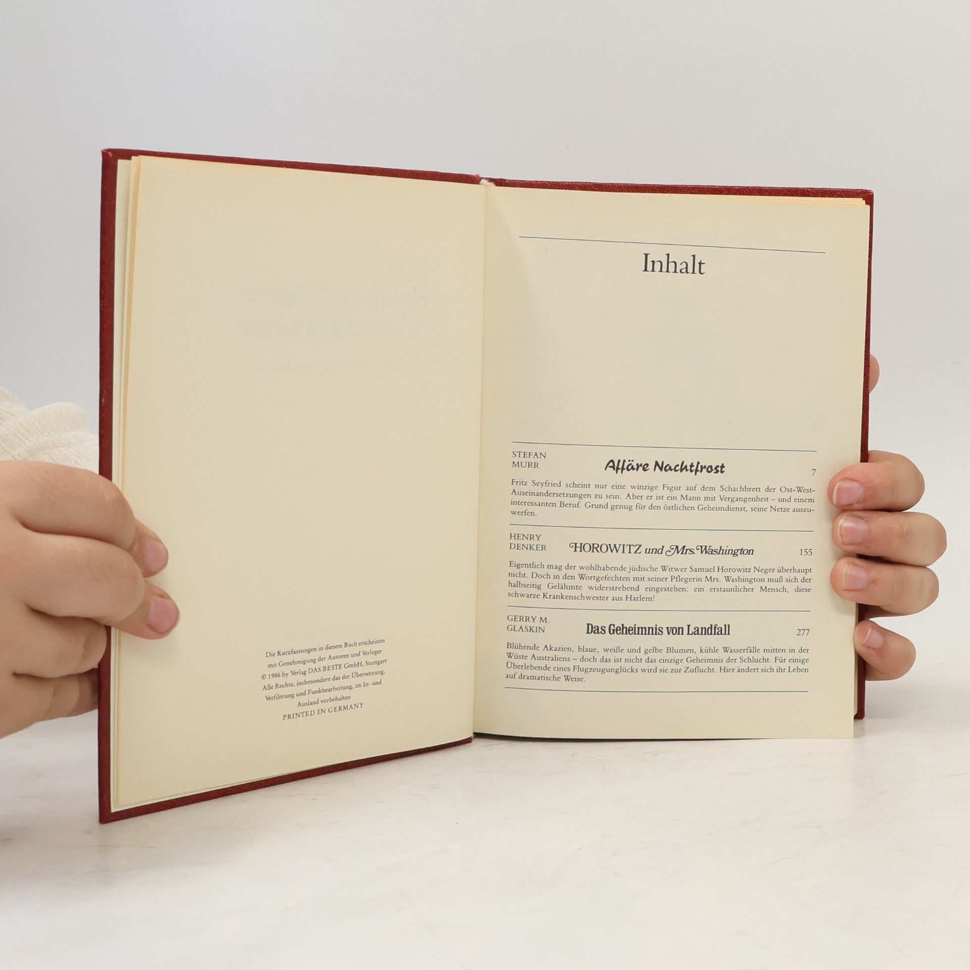 Bernhard Horstmann Reader's Digest Auswahlbücher: Affäre Nachtfrost. Horowitz und Mrs. Washington. Das Geheimnis von Landfall