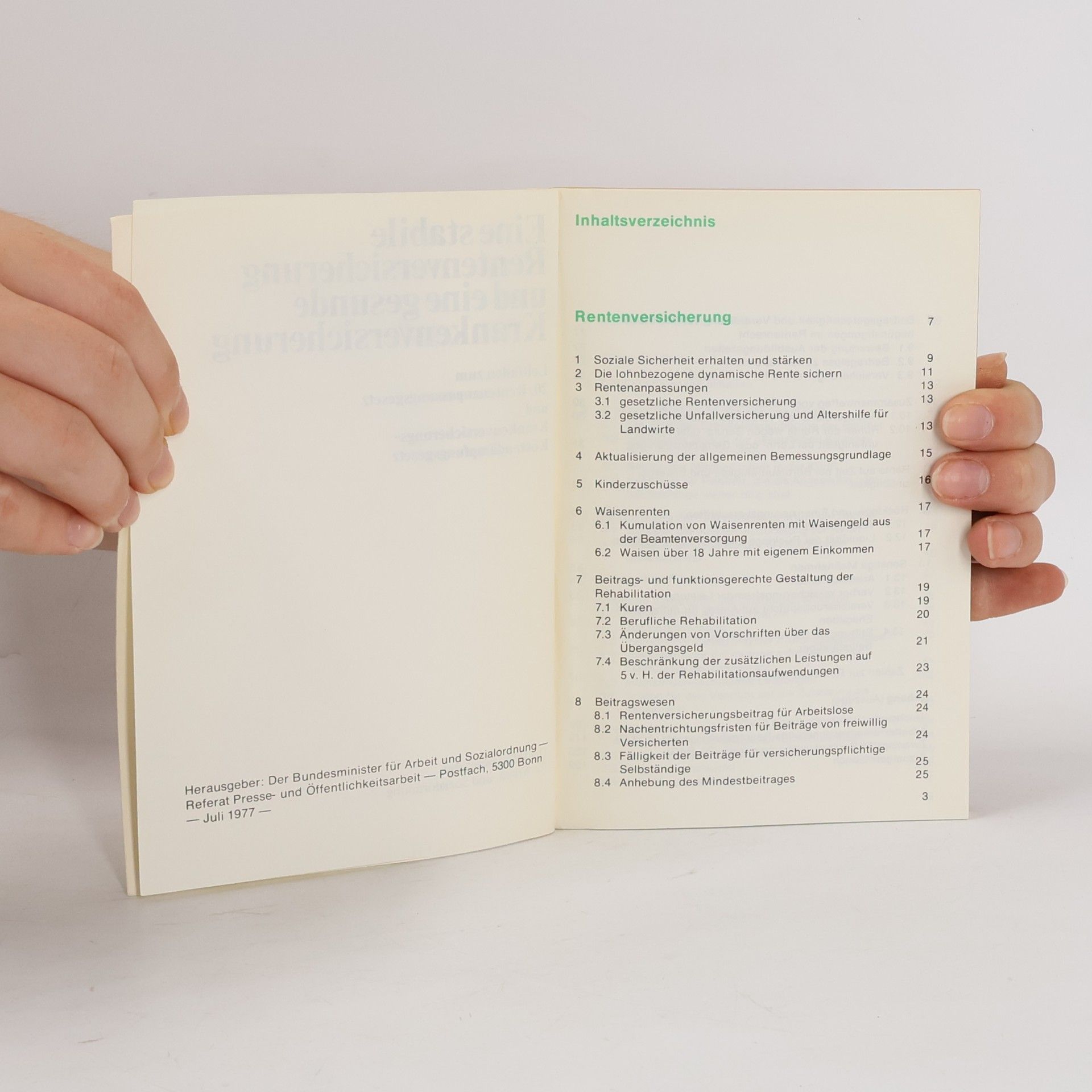 Autorenkollektiv Eine stabile Rentenversicherung und eine gesunde Krankenversicherung