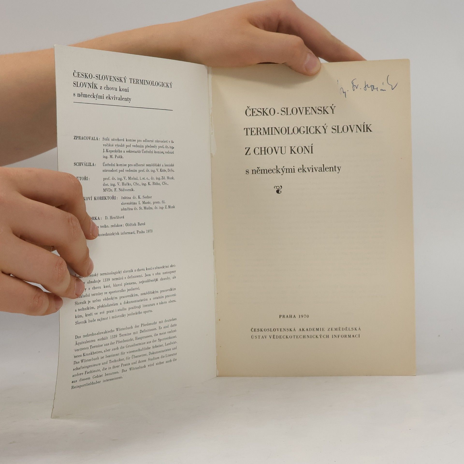 Kolektiv autorů Česko-slovenský terminologický slovník z chovu koní s německými ekvivalenty