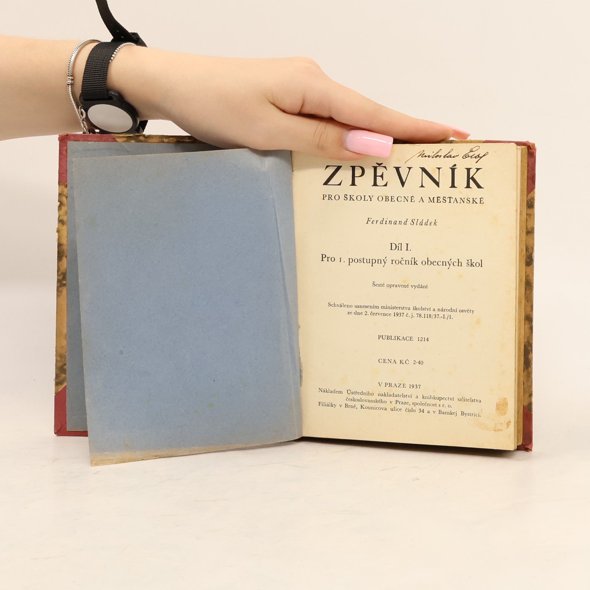 Ferdinand Sládek Zpěvník pro školy obecné a měšťanské I.