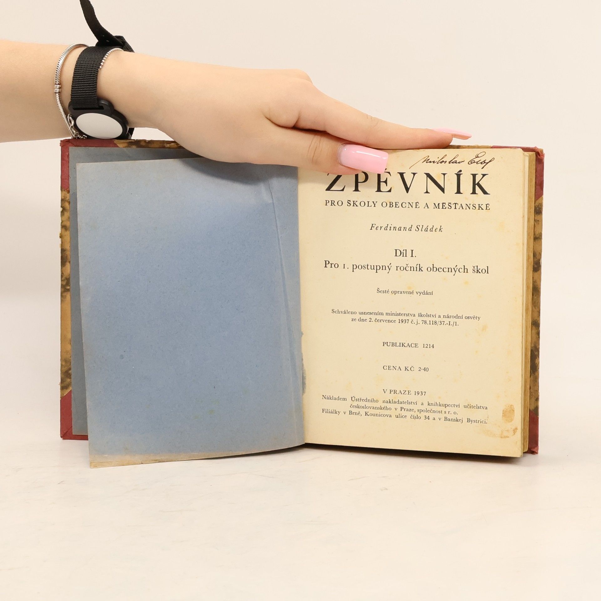 Ferdinand Sládek Zpěvník pro školy obecné a měšťanské I.