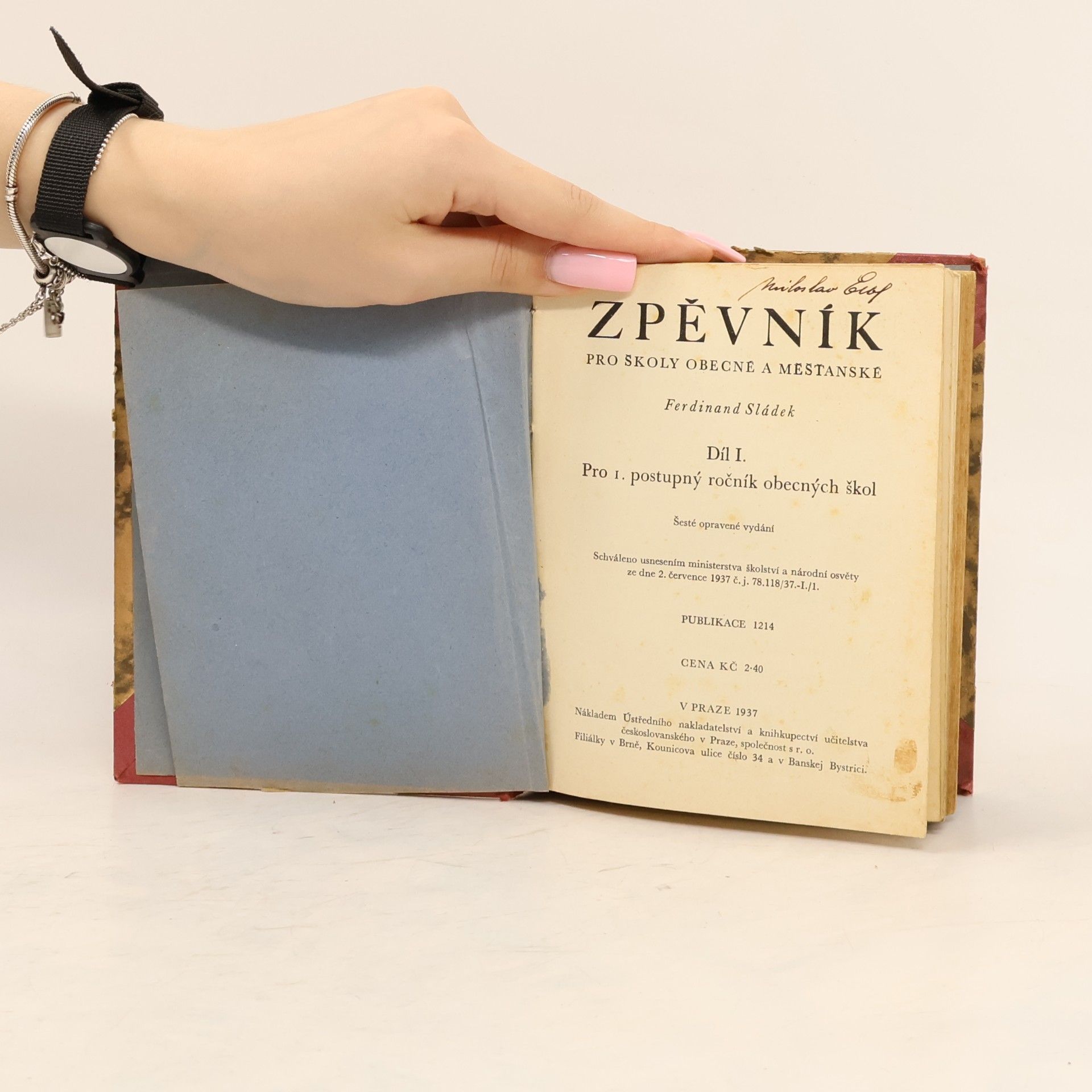 Ferdinand Sládek Zpěvník pro školy obecné a měšťanské I.