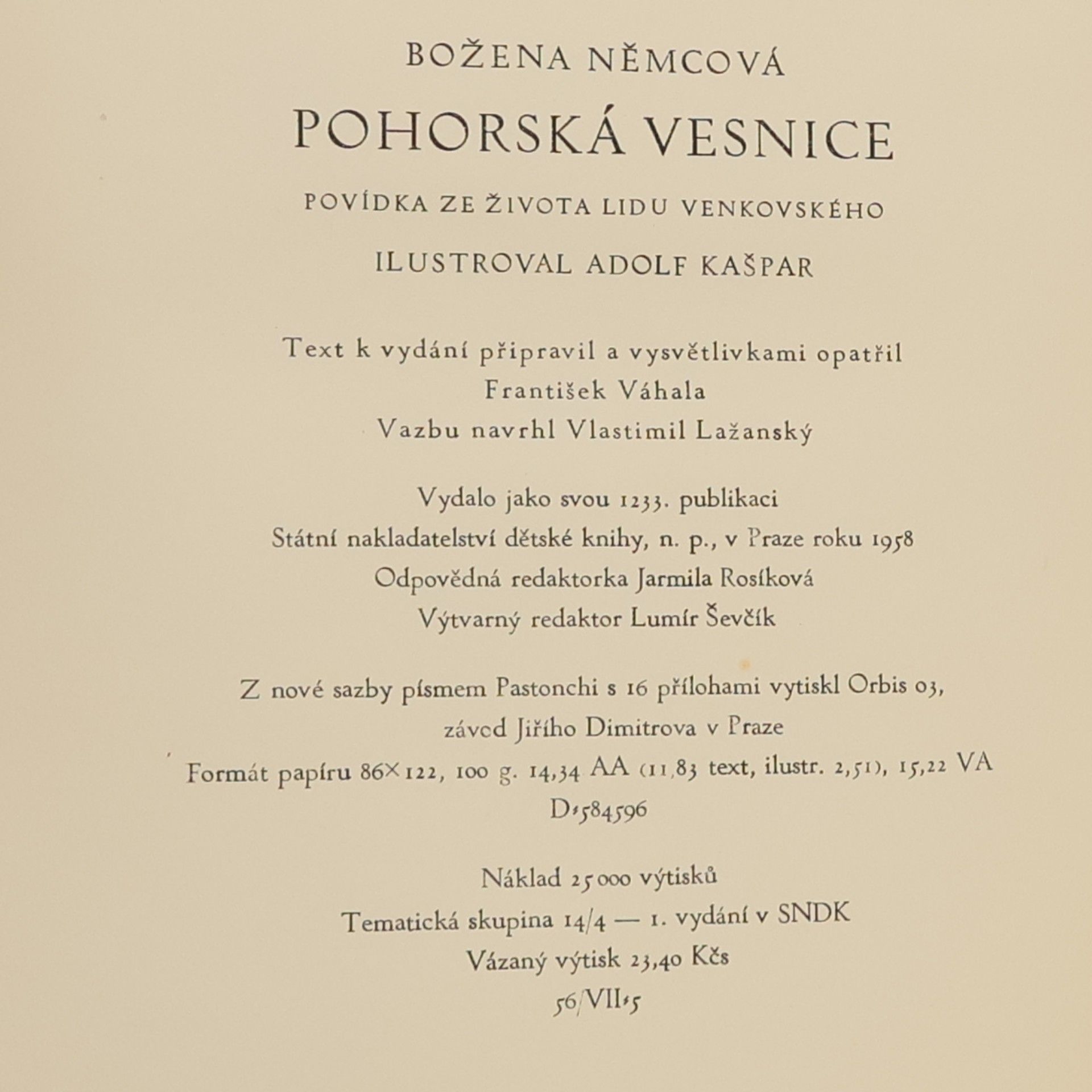 Adolf Kašpar Pohorská vesnice