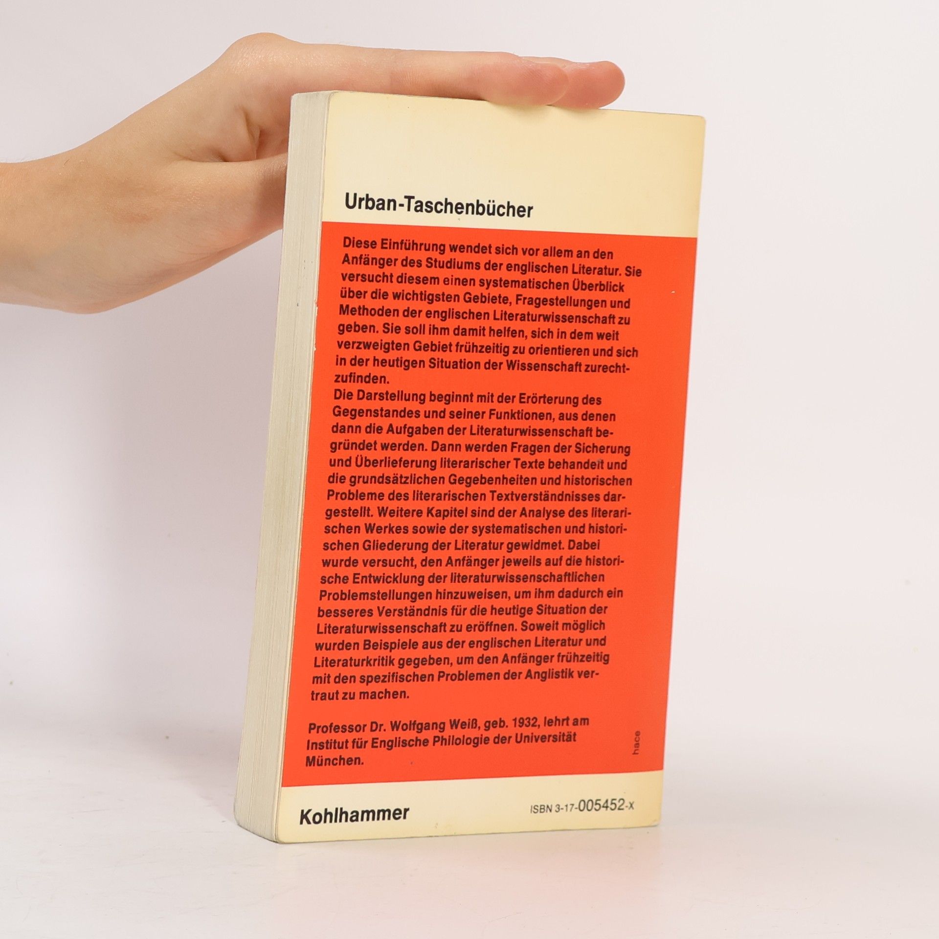 Wolfgang Weiss Urban-Taschenbücher - 303: Das Studium der englischen Literatur