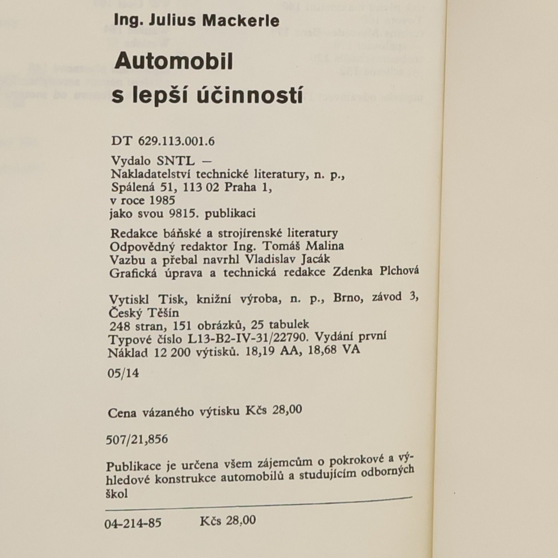Julius Mackerle Automobil s lepší účinností