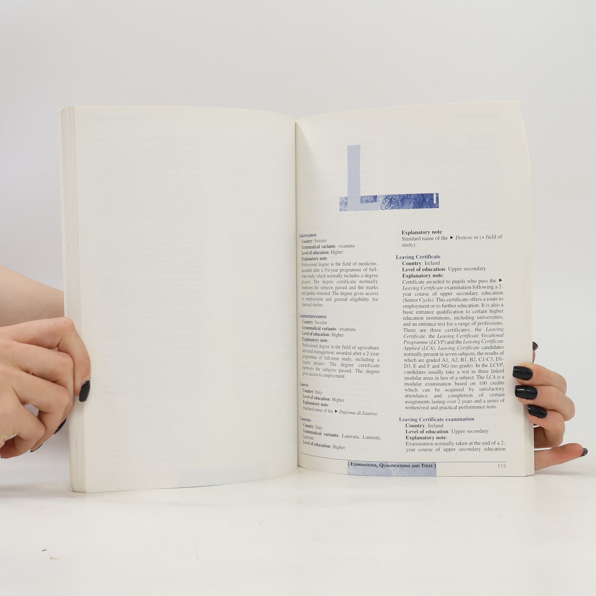 European Glossary on Education: Glossary ; P. 2 : Summary Tables (European Union; EFTA)