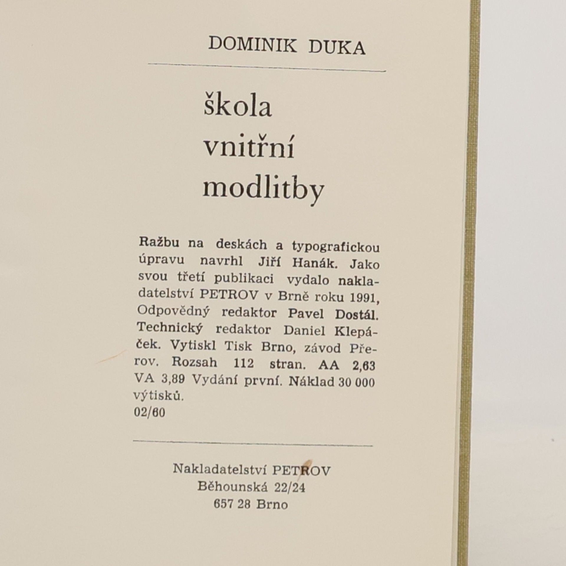 Dominik Duka Škola vnitřní modliby