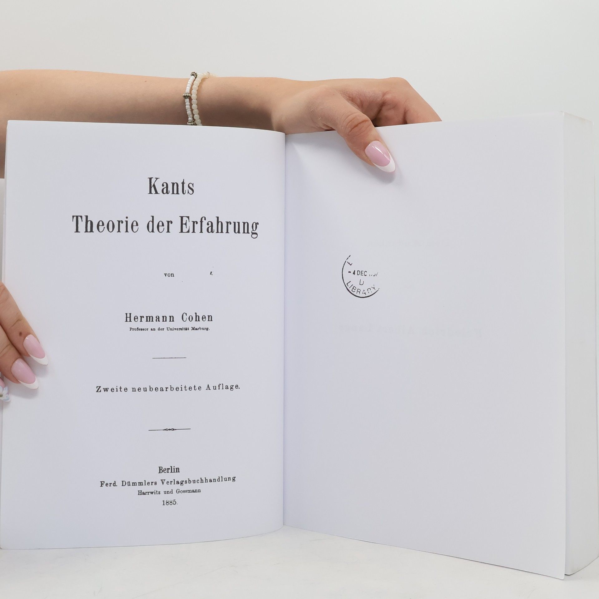 Hermann Cohen Kants Theorie. Der Erfahrung. Zweite Auflage