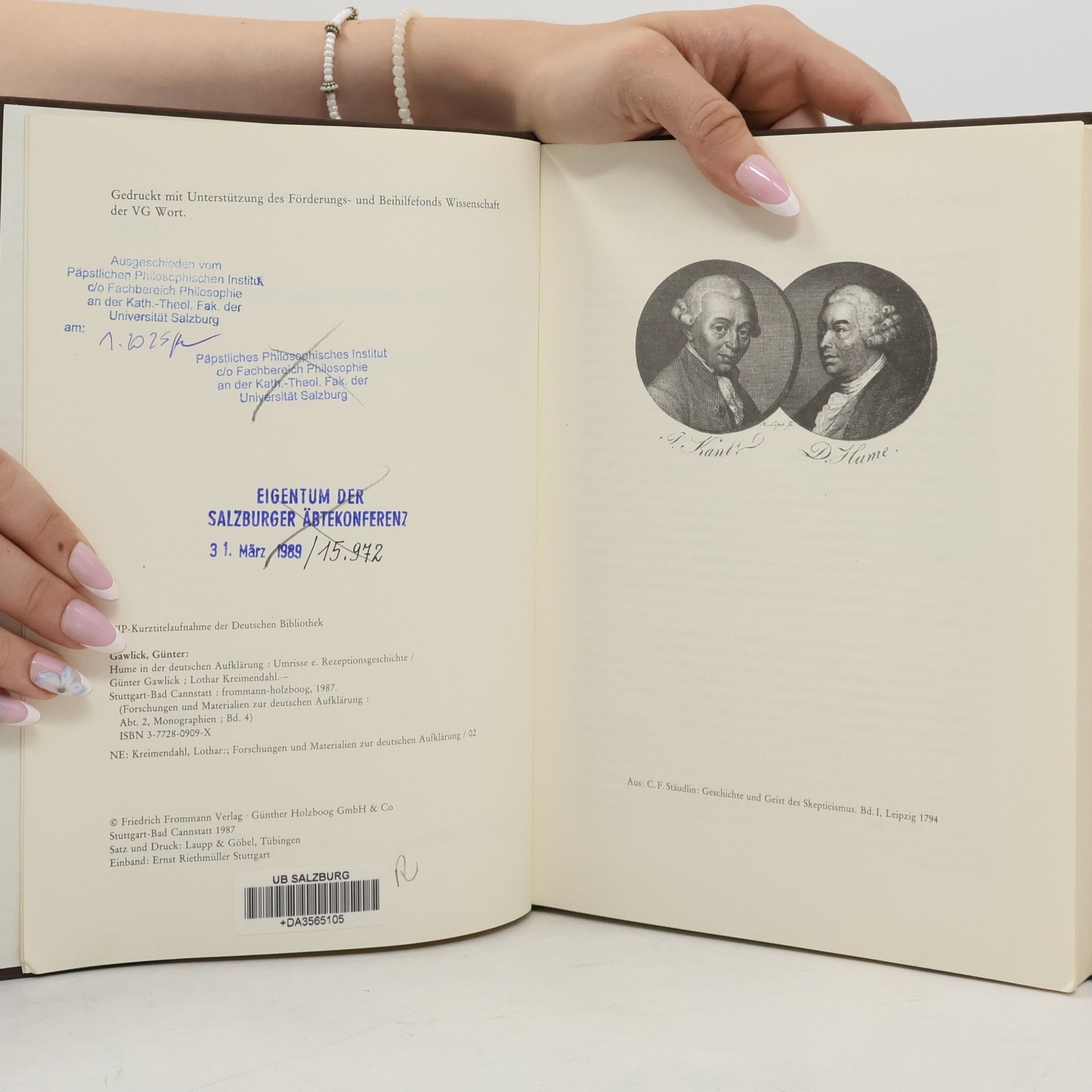 Günter Gawlick Hume in der deutschen Aufklärung: Umrisse e. Rezeptionsgeschichte II,4
