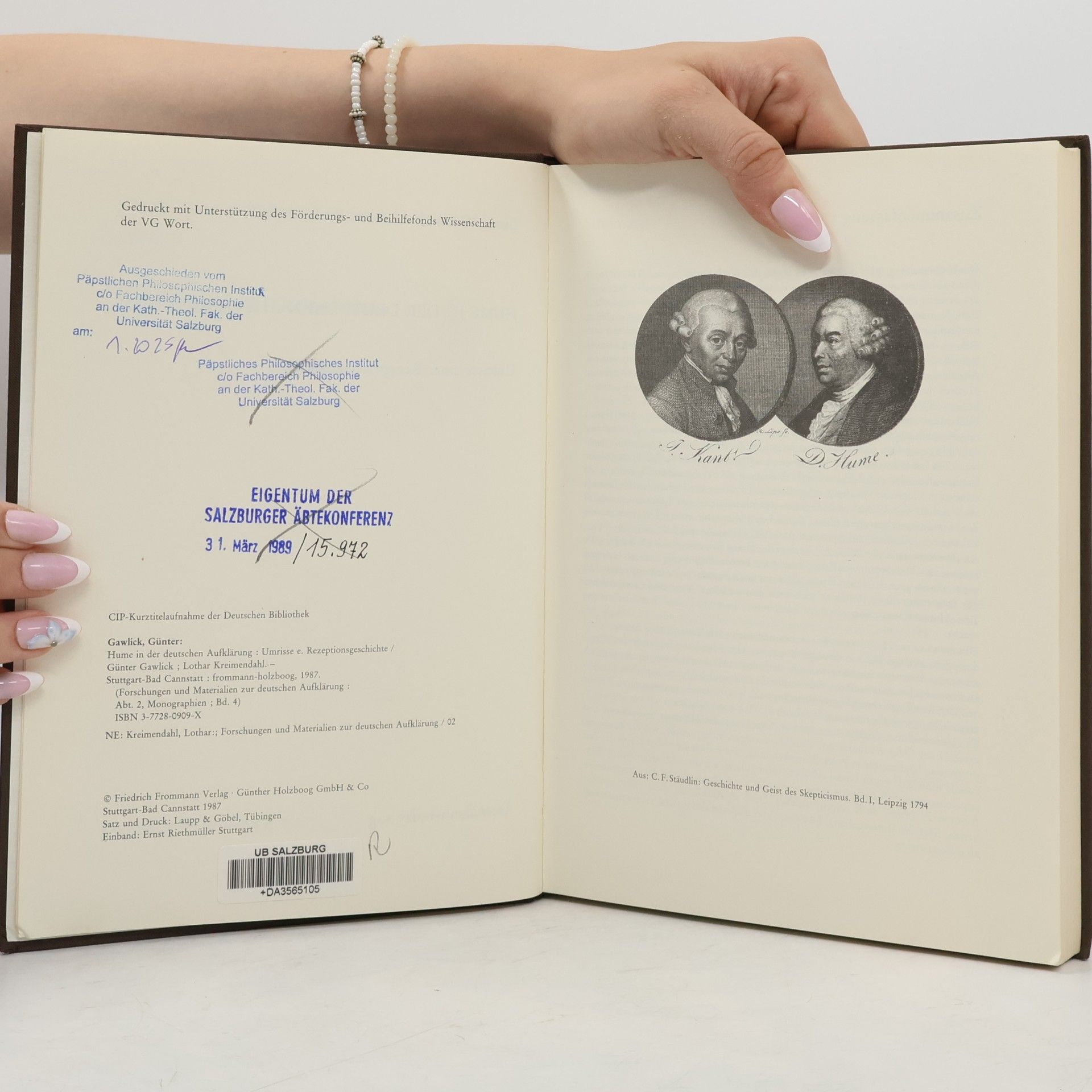 Günter Gawlick Hume in der deutschen Aufklärung: Umrisse e. Rezeptionsgeschichte II,4
