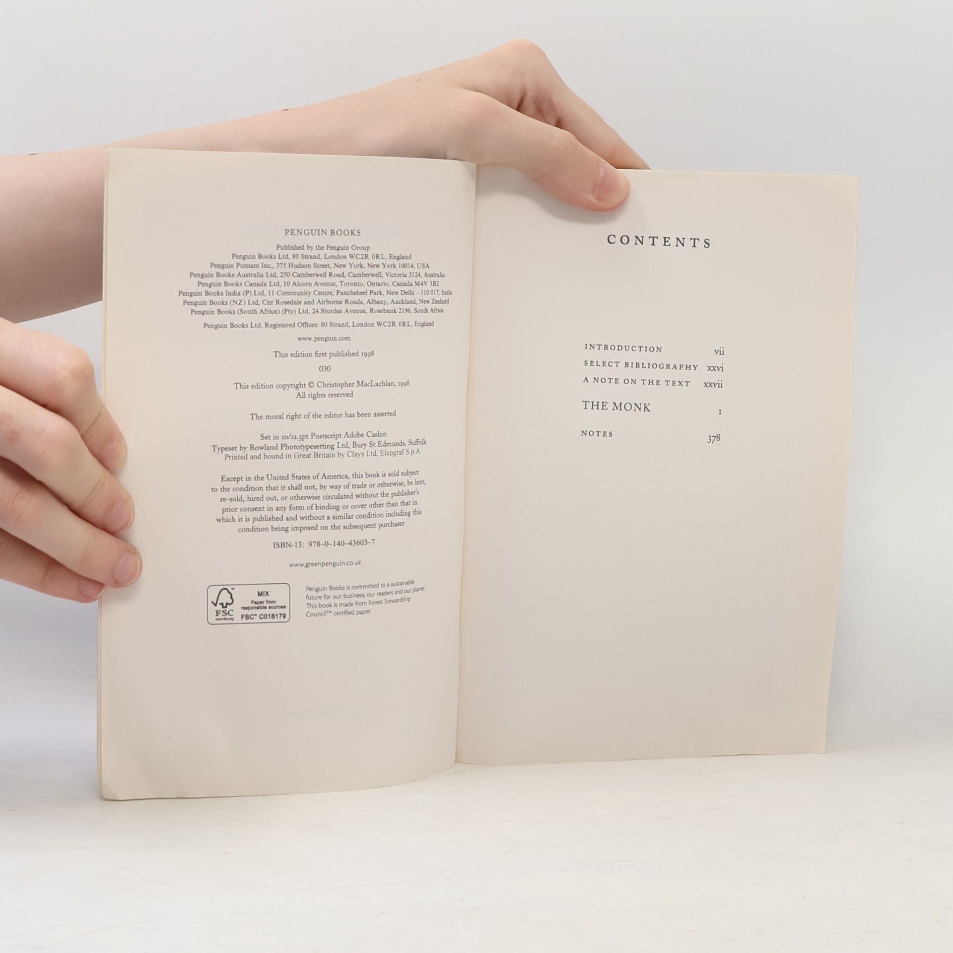 Matthew Gregory Lewis Penguin Classics: The Monk