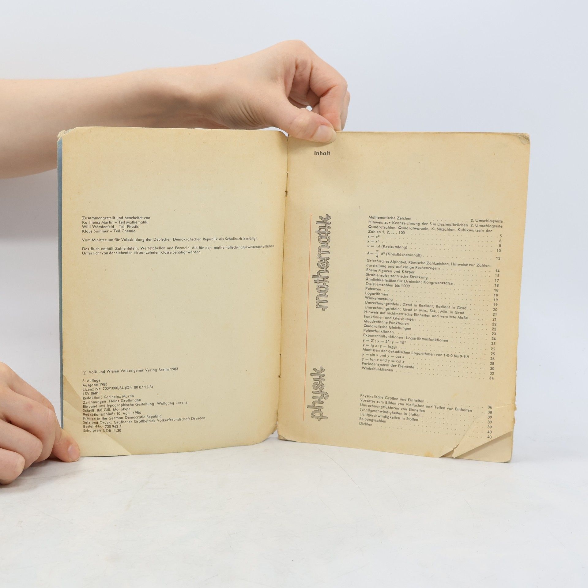 Kolektiv autorů Tafelwerk. Mathematik-Physik-Chemie
