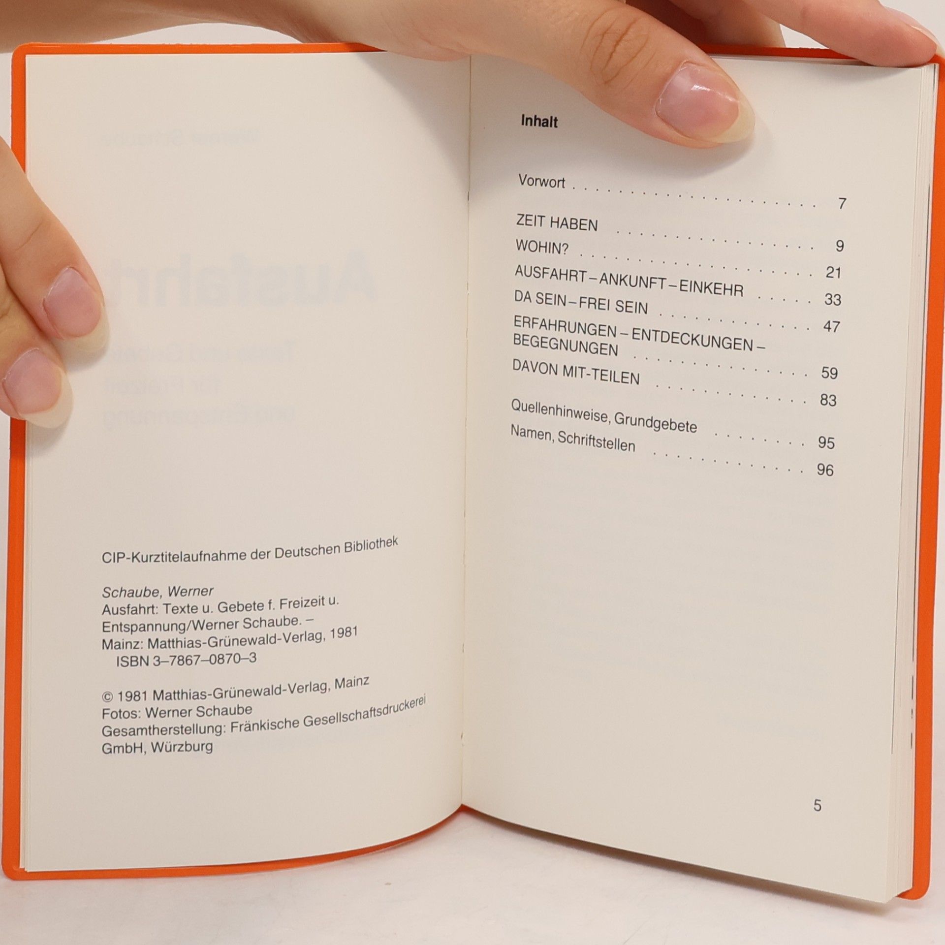 Werner Schaube Ausfahrt. Texte und Gebete für Freizeit und Entspannung