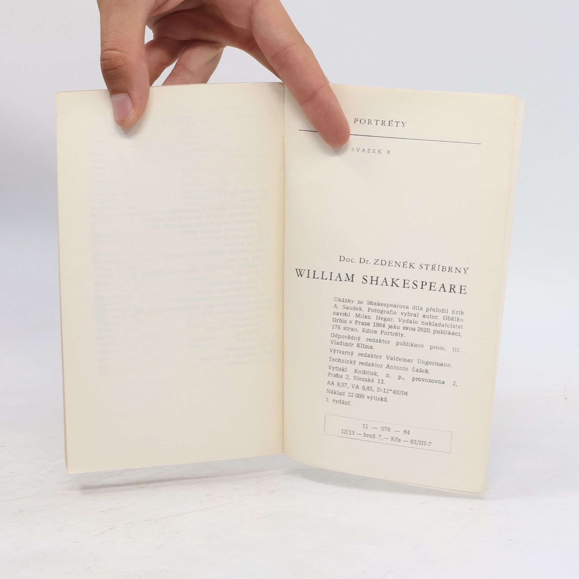 Zdeněk Stříbrný Portréty. William Shakespeare