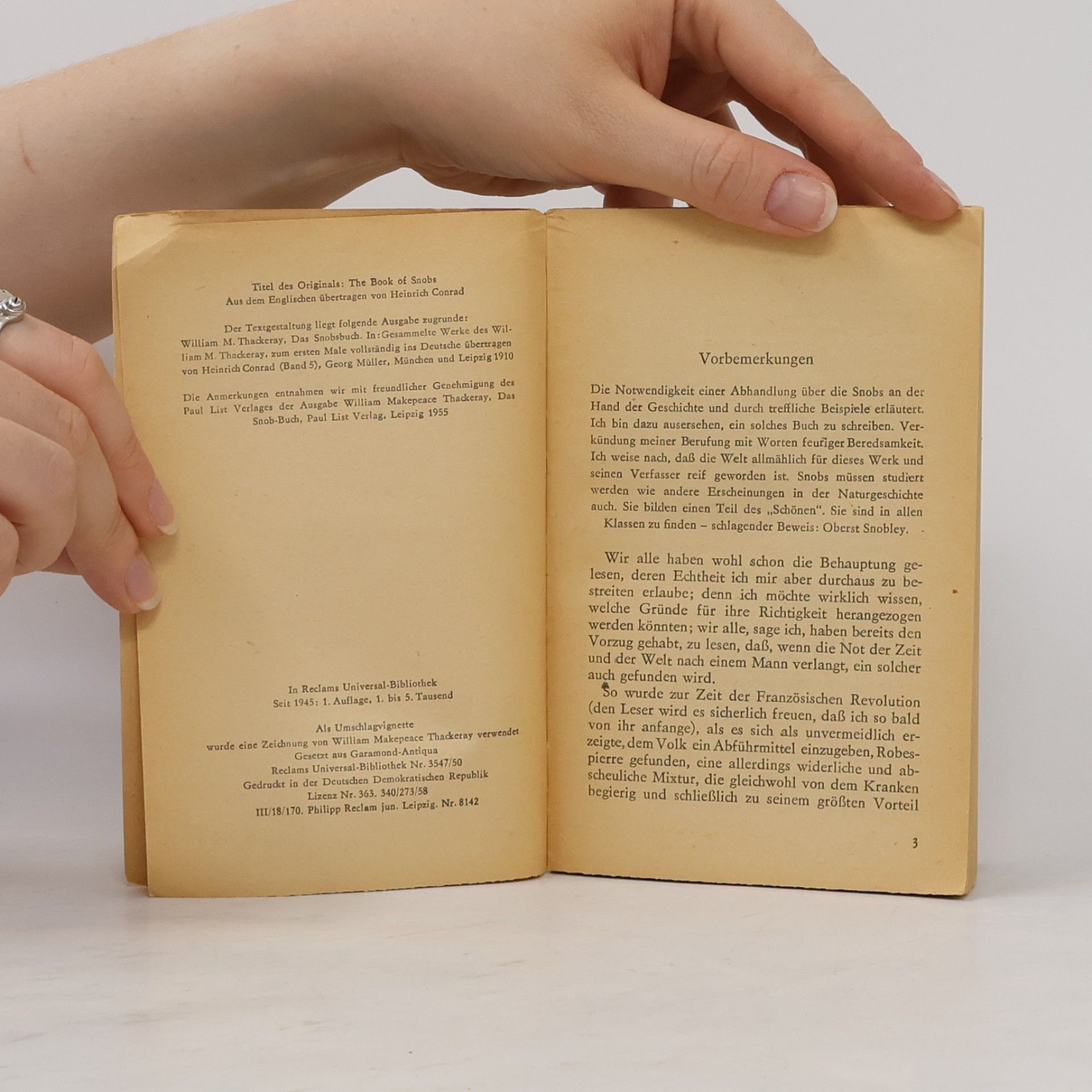 William Makepeace Thackeray Das Snobsbuch