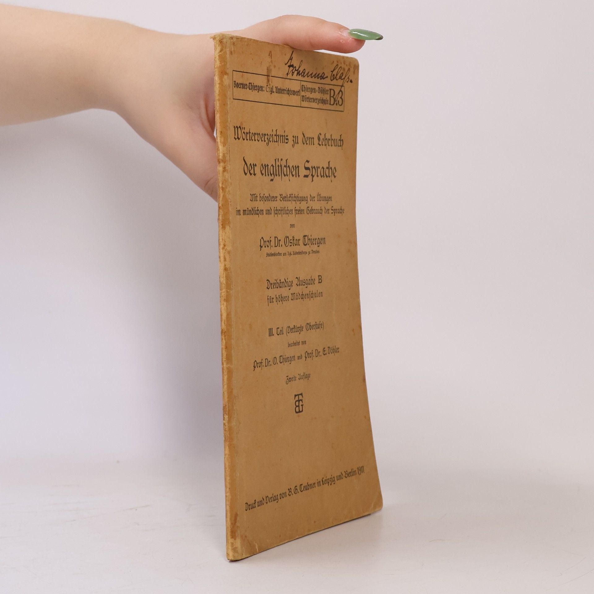 E. Döhler Wörterverzeichnis zu dem Lehrbuch der englischen Sprache