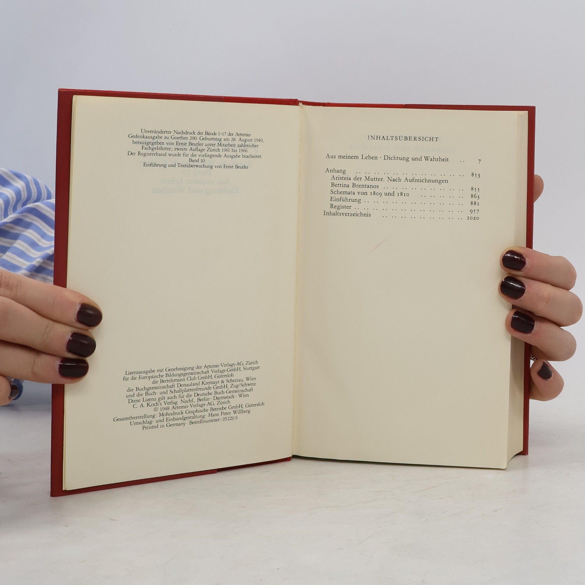 Johann Wolfgang von Goethe Sämtliche Werke 10, Dichtung und Wahrheit