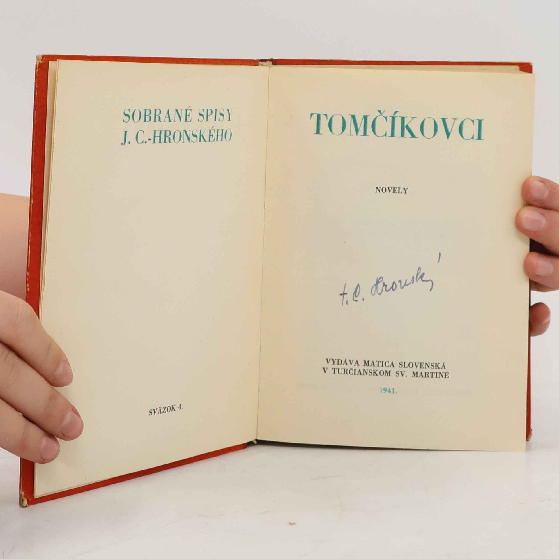 Jozef Cíger Hronský Spisy 4. Tomčíkovci