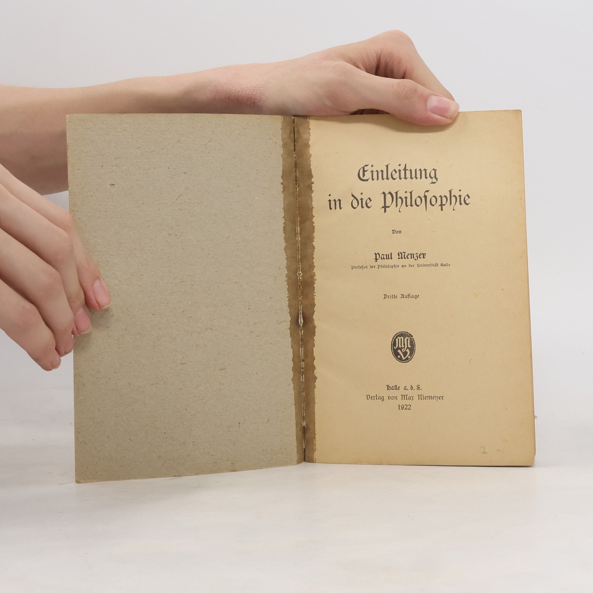 Paul Menzer Einleitung in die Philosophie