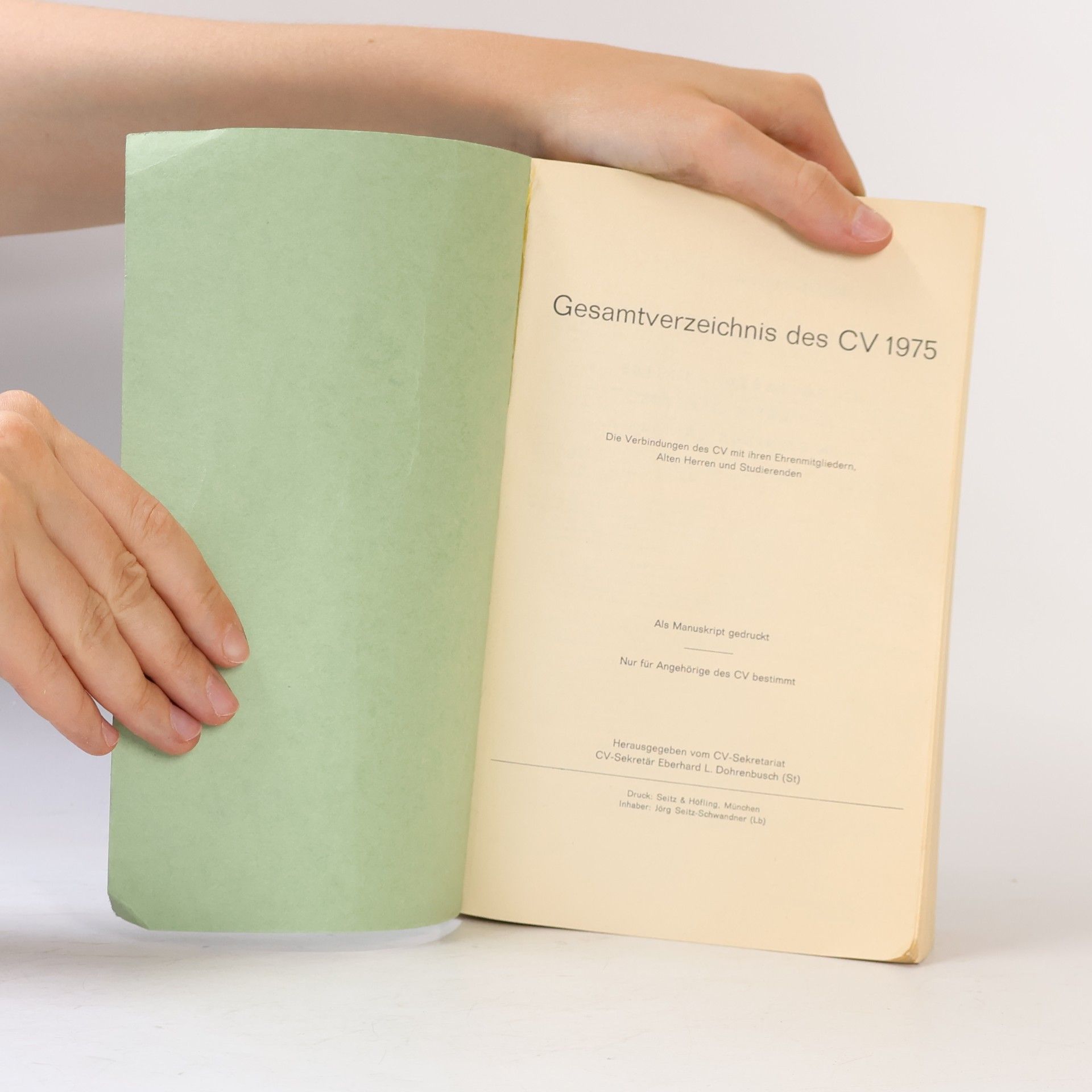 Autorenkollektiv Gesamtverzeichnis des CV 1975