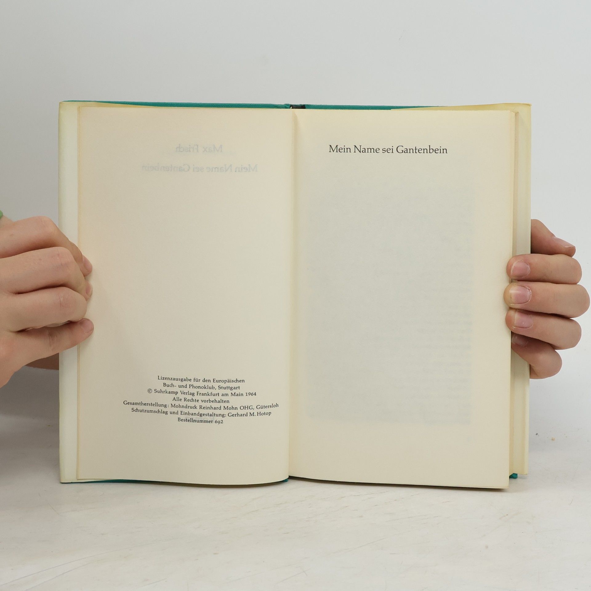 Max Frisch Mein Name sei Gantenbein