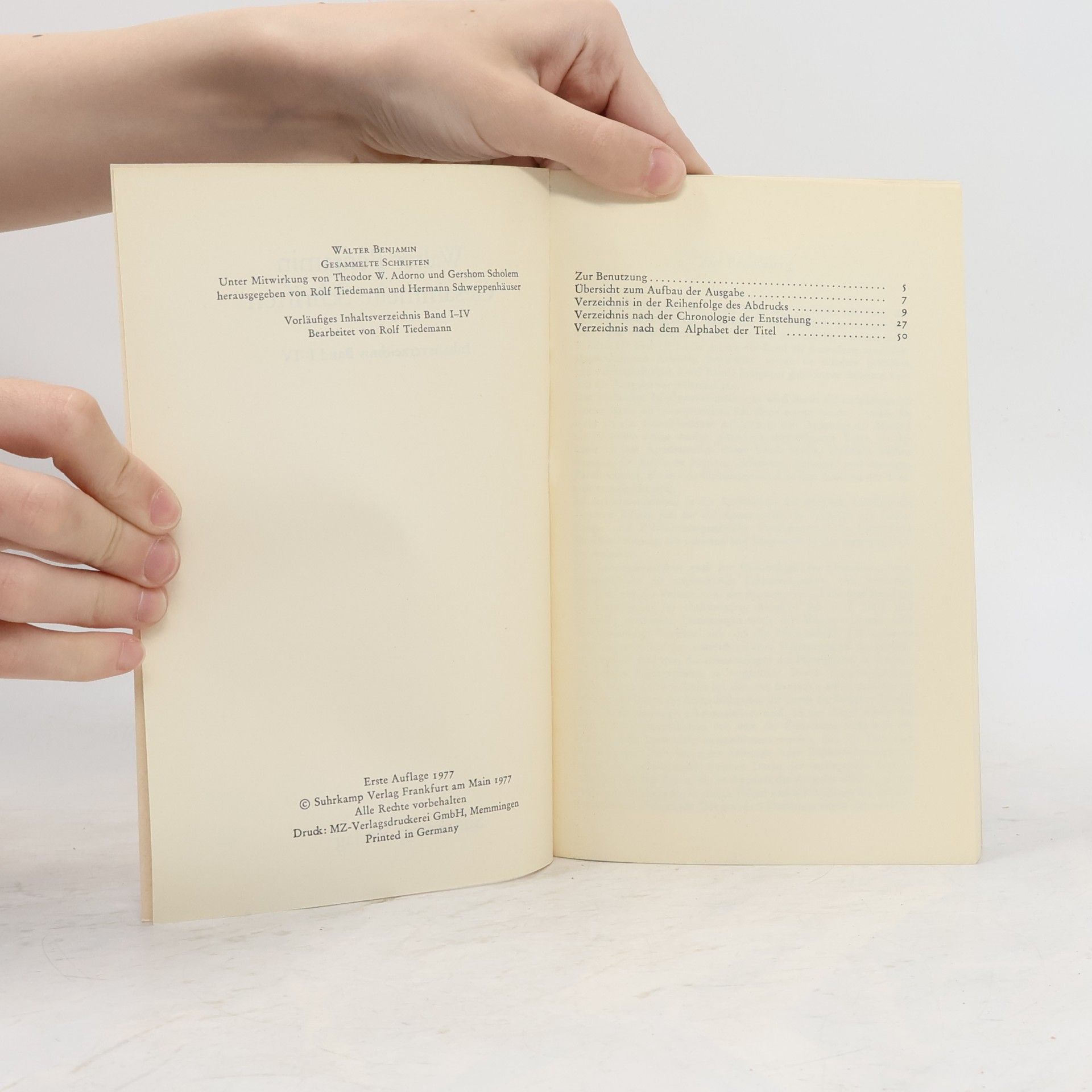 Walter Benjamin Gesammelte Schriften