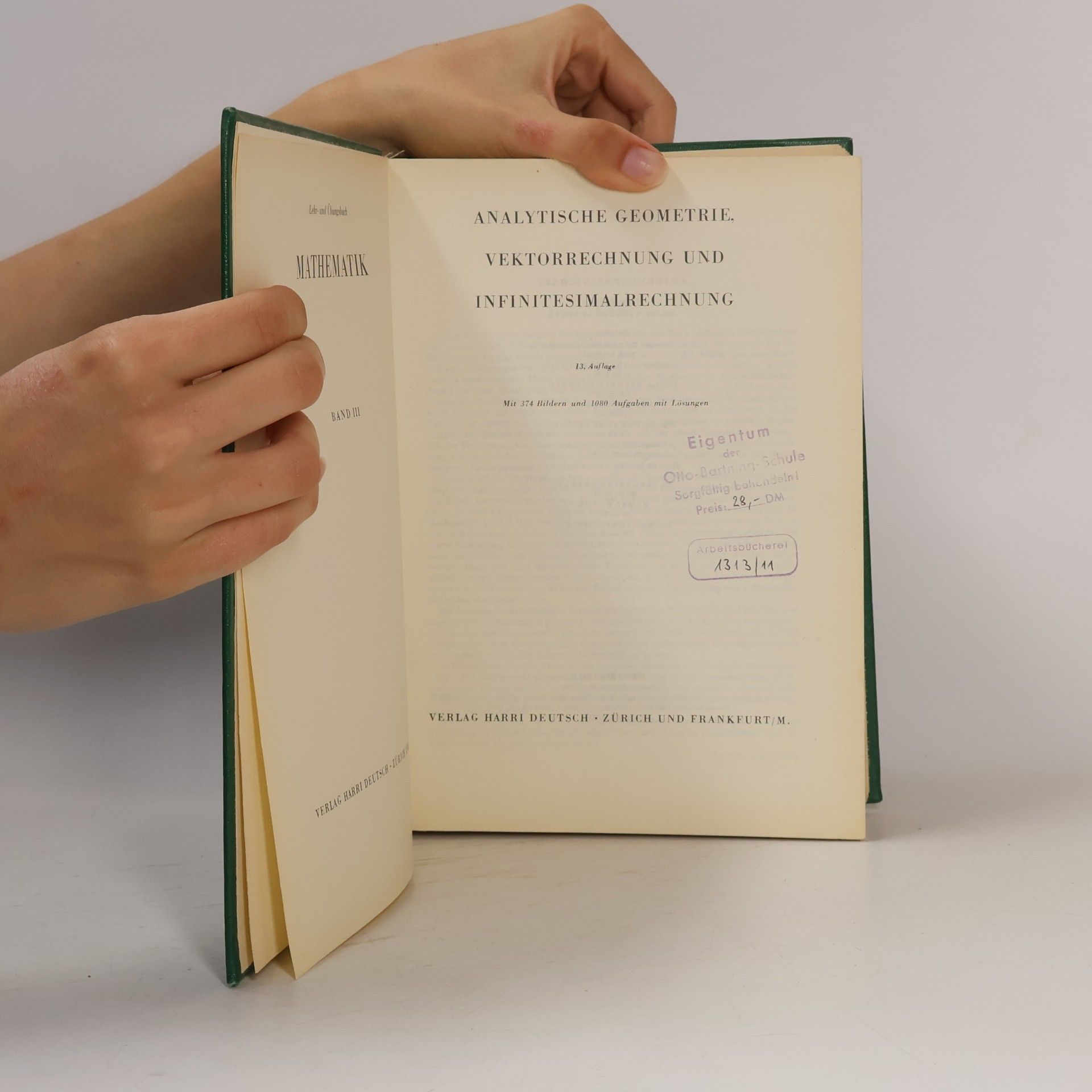 Wilhelm Leupold Analytische Geometrie, Vektorrechnung und Infinitesimalrechnung