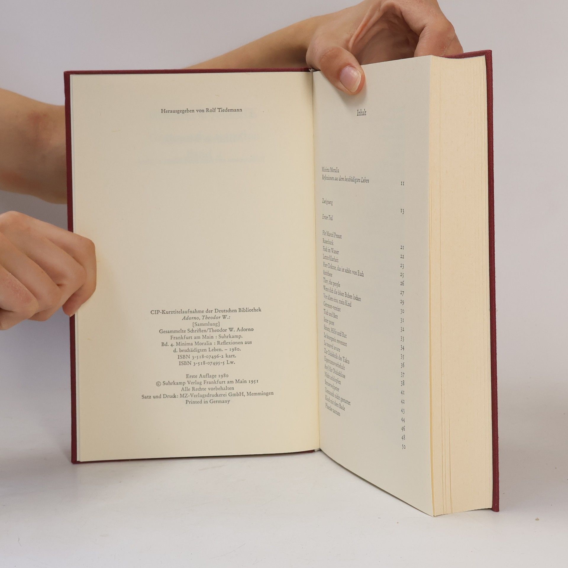 Theodor W. Adorno Schriften 4. Minima Moralia